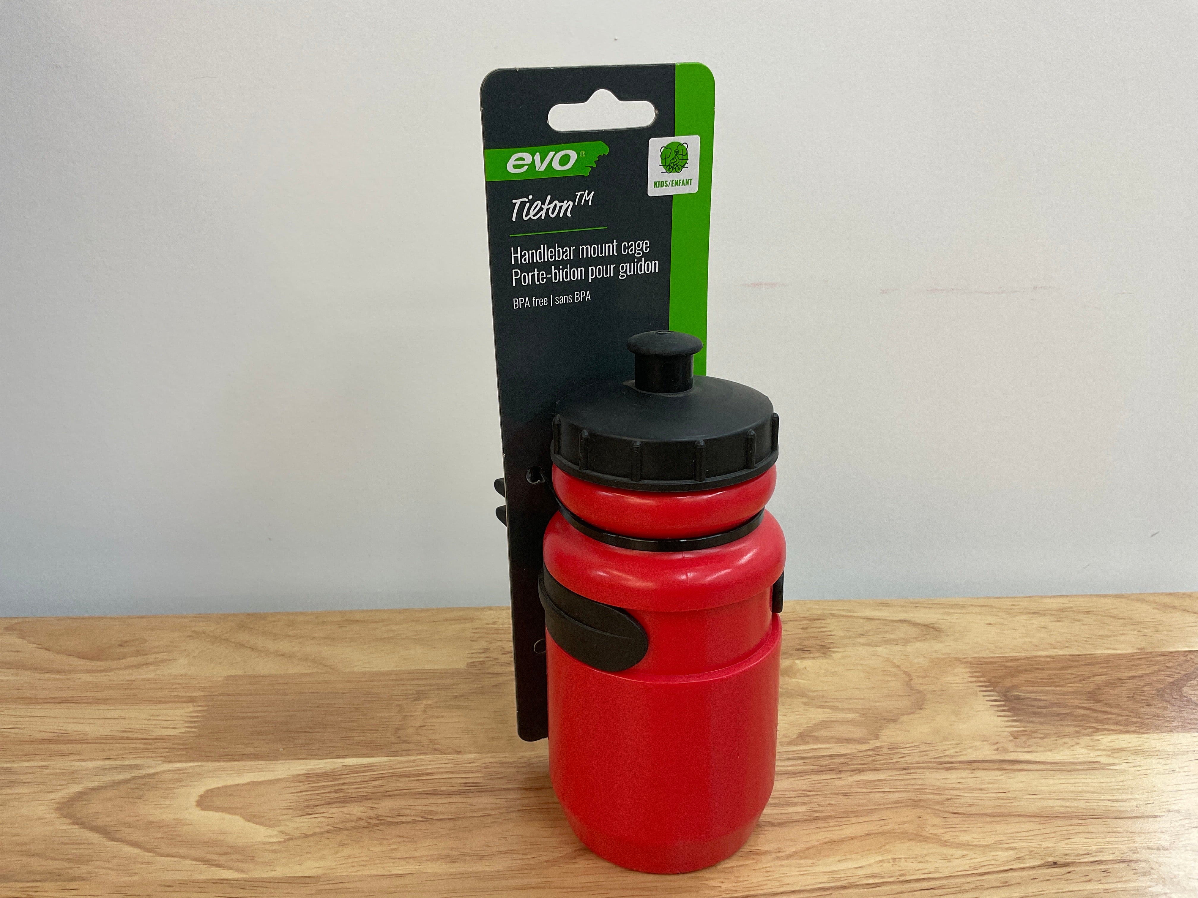 EVO Tieton Kids Water Bottle and Cage Kit - BPA-Free, Leak-Proof, Durable Cycling Water Bottle for Boys & Girls - Perfect for School, Sports, and Outdoor Activities