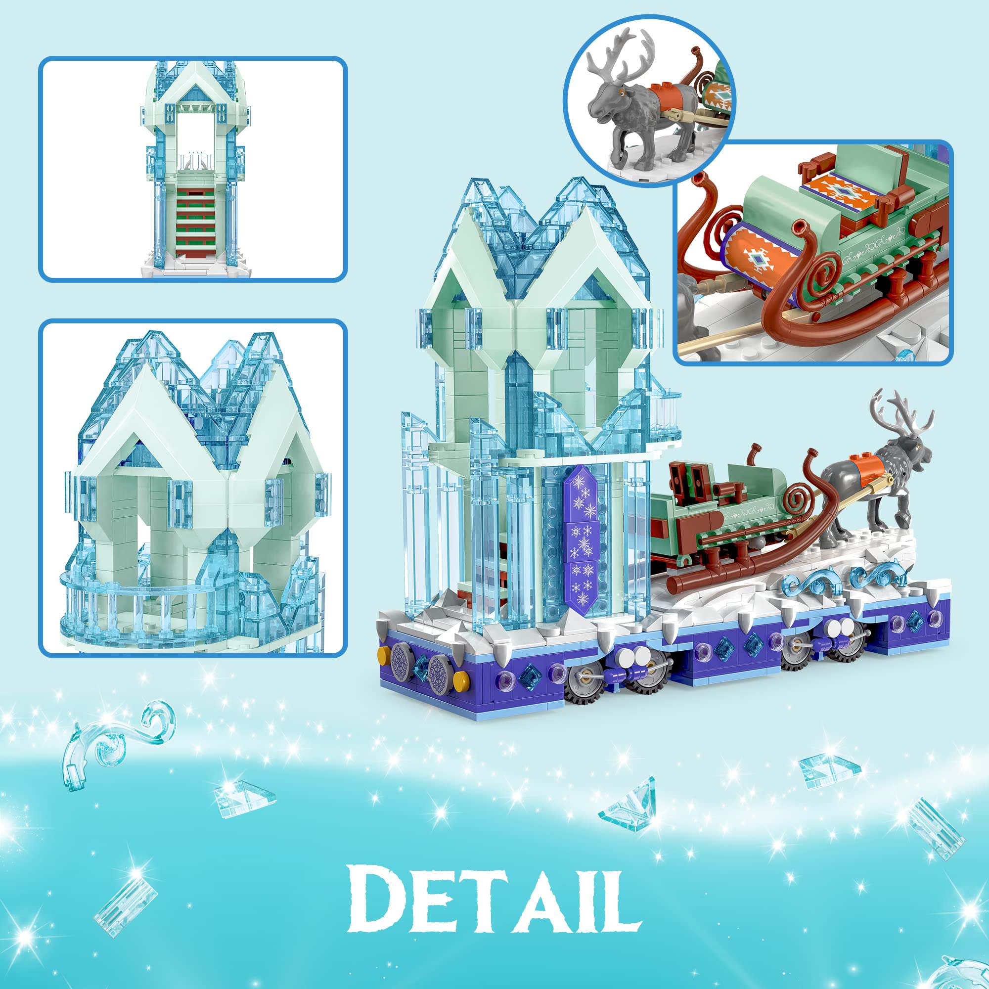 Educiro Frozen Ice Princess Castle Building Set with Reindeer Sven - 912 Piece Movable Toy for Kids Ages 8-12 | Anna & Elsa Themed STEM Educational Gift for Girls & Boys | Perfect for Birthday, Christmas & Creative Play