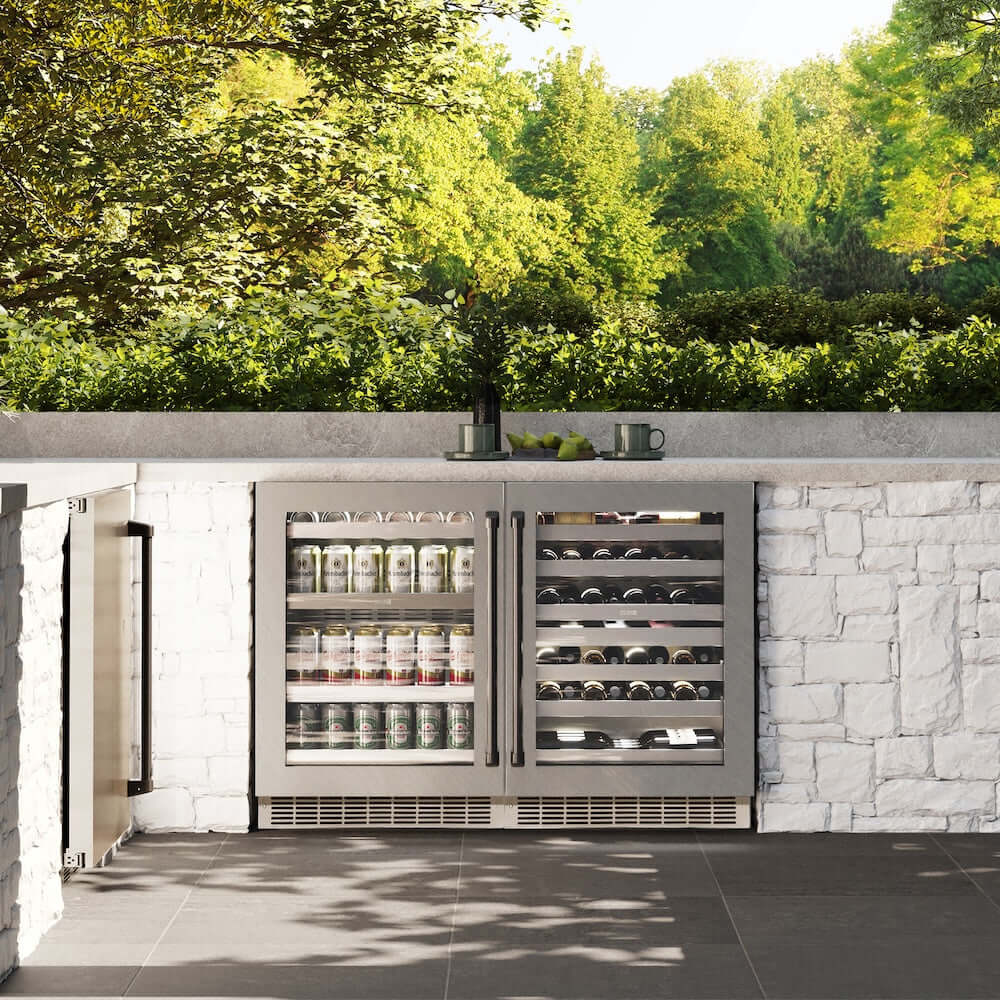 ZLINE Autograph Edition 24-Inch Touchstone Dual Zone 44 Bottle Wine Cooler with Satin Stainless Steel Glass Door & Matte Black Handle - Perfect for Home Bars, Restaurants, and Wine Cellars (RWDOZ SN 24 MB)