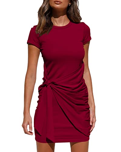 Short Sleeve Wine Red