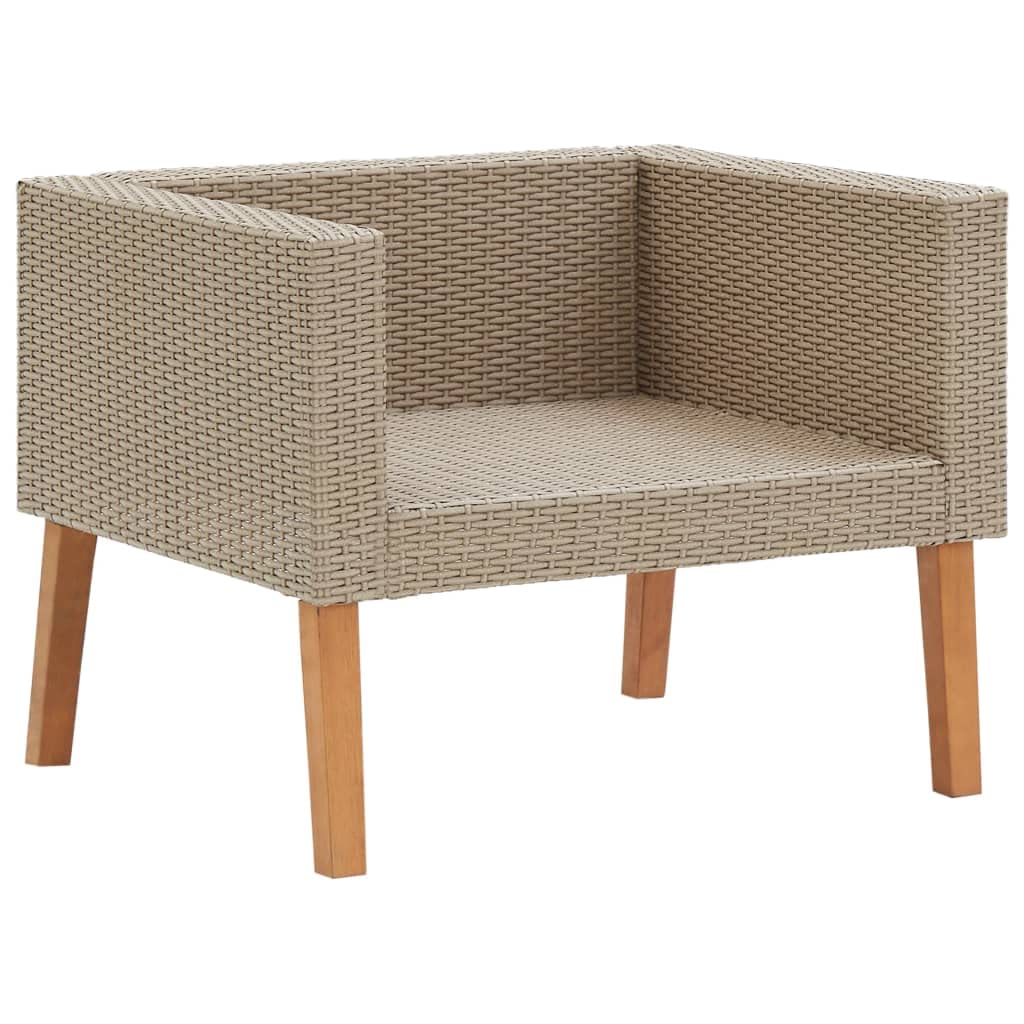 SKM 5-Piece Patio Lounge Set with Cushions - Beige Poly Rattan Outdoor Furniture for Garden, Poolside & Backyard Relaxation