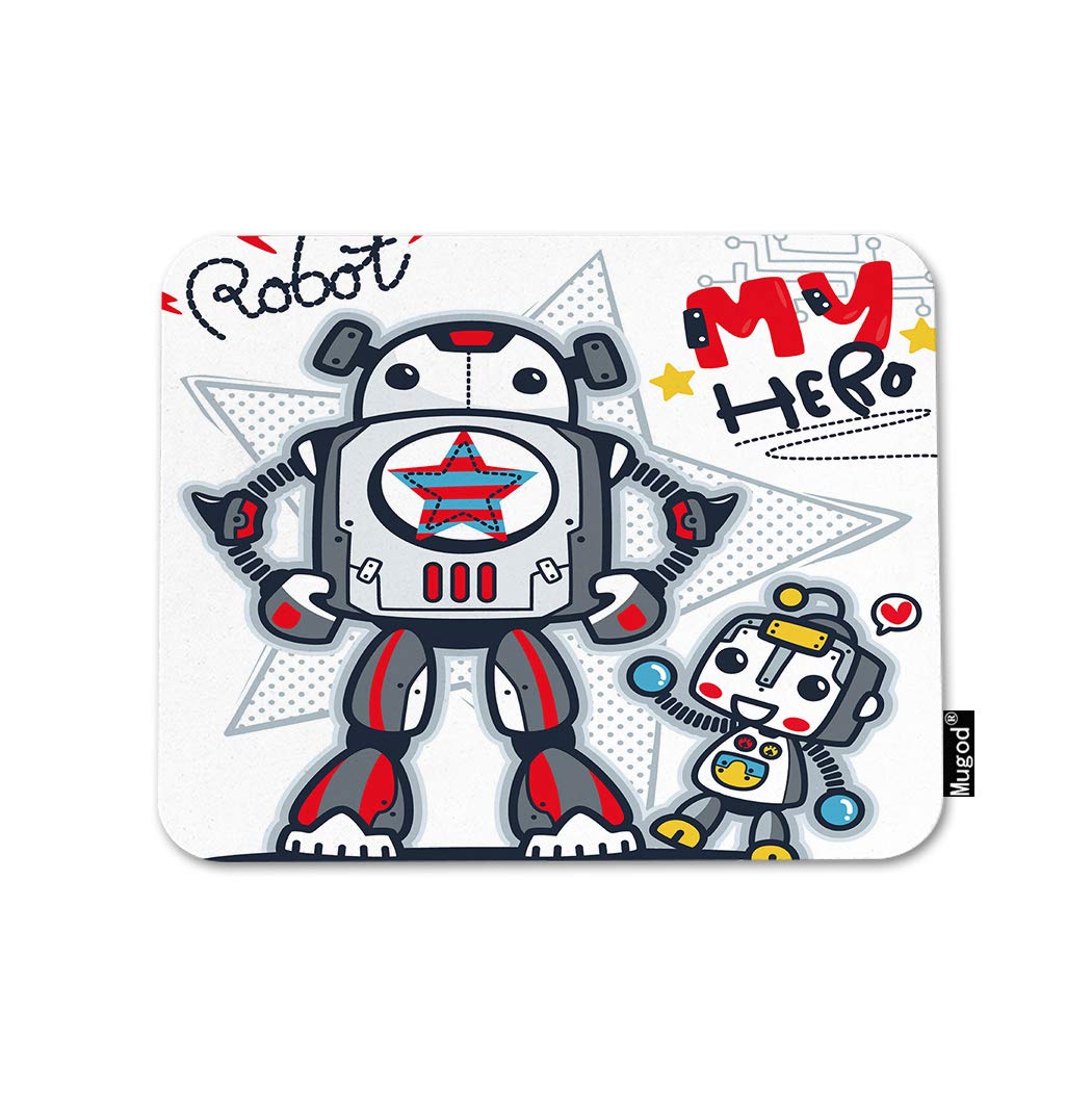 Mugod Father and Son Robot Mouse Pad - Cute Cartoon Gaming Mouse Mat with Non-Slip Rubber Base for Computer, Laptop, PC - Perfect for Office & Home Workspace (9.5x7.9 Inch) | Ideal for Gamers, Anime Fans, and My Hero Academia Enthusiasts