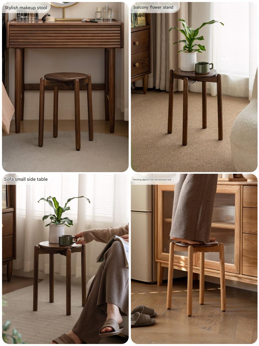 Premium Solid Wood Stackable Stool - Oak, Rubber, Ash, Cherry - Perfect for Home, Office, Kitchen & Outdoor Use