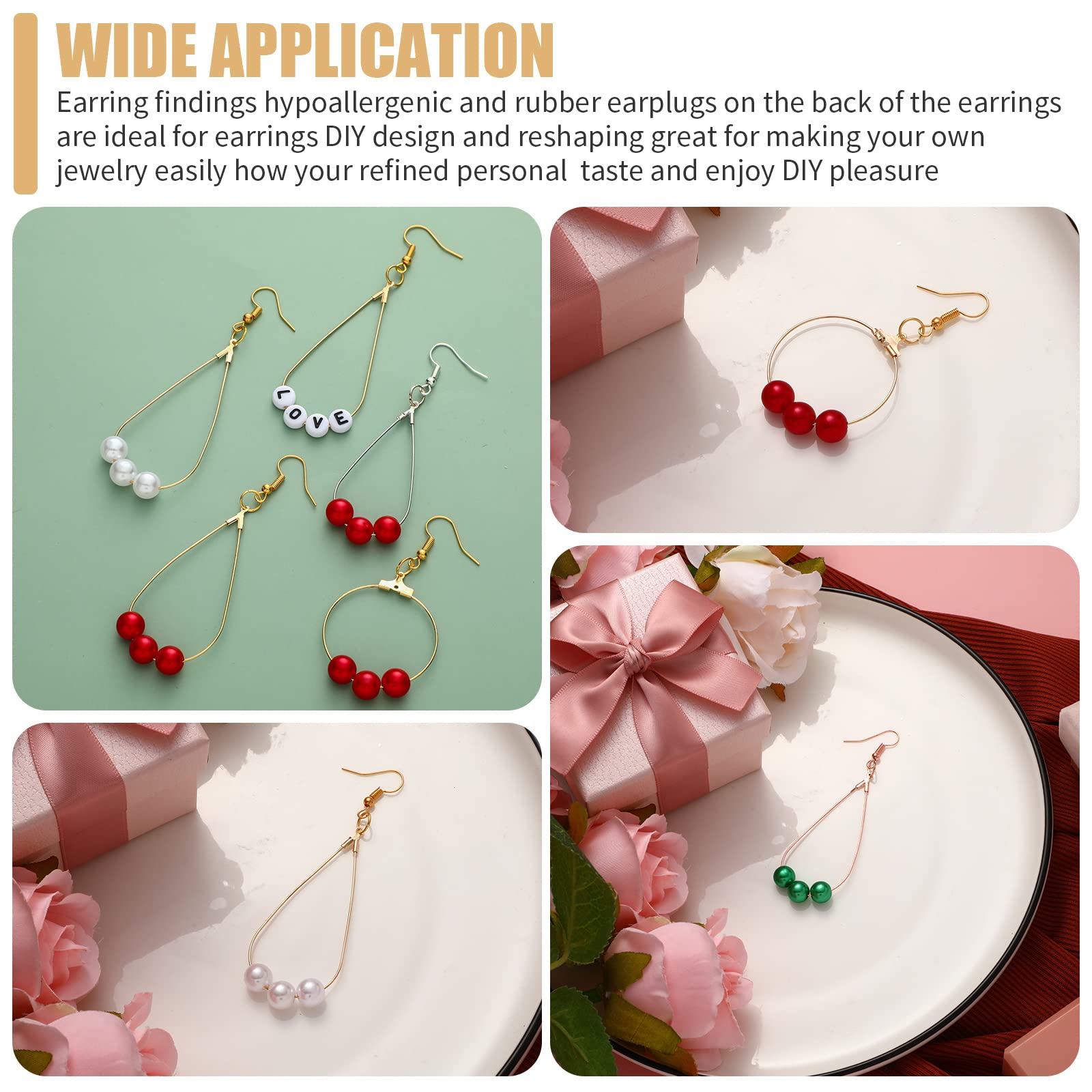 Inbagi 481 Pcs Earring Making Kit - Bulk Jewelry Making Supplies with Teardrop & Round Beading Hoops, Earring Hooks, Open Jump Rings & Earring Backs for DIY Craft (Silver, Gold, Rose Gold) - Perfect for Handmade Jewelry, Gift Making & Craft Projects