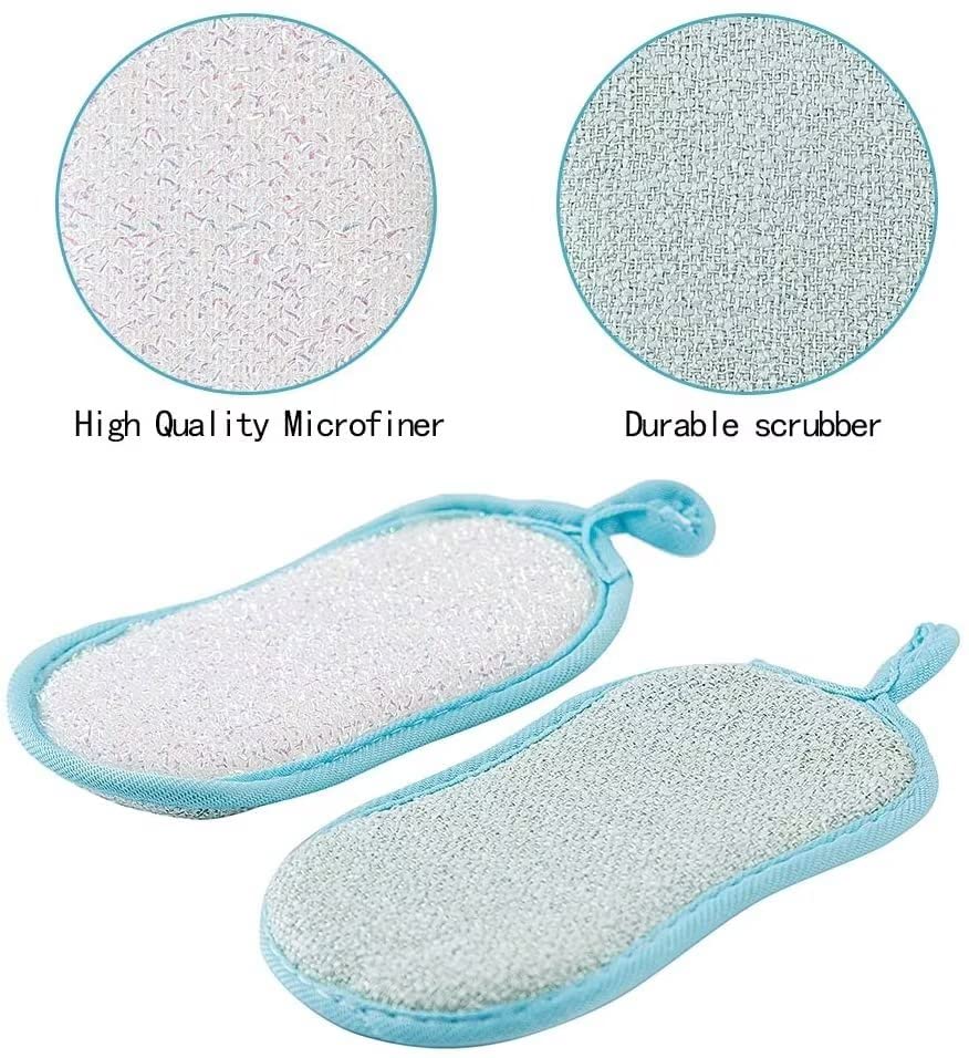 12-Pack Heavy Duty Kitchen Sponges - Double Sided Non-Scratch Microfiber Sponge for Scrubbing Dishes, Pots & Pans | Reusable & Durable for Effortless Cleaning | Perfect for Daily Kitchen Use, Dishwashing & Cookware Maintenance
