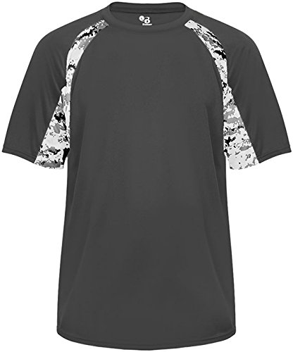 Badger Sports Digital Hook Tee - Graphite/White - Small Size - Perfect for Baseball & Softball Practice, Training & Games