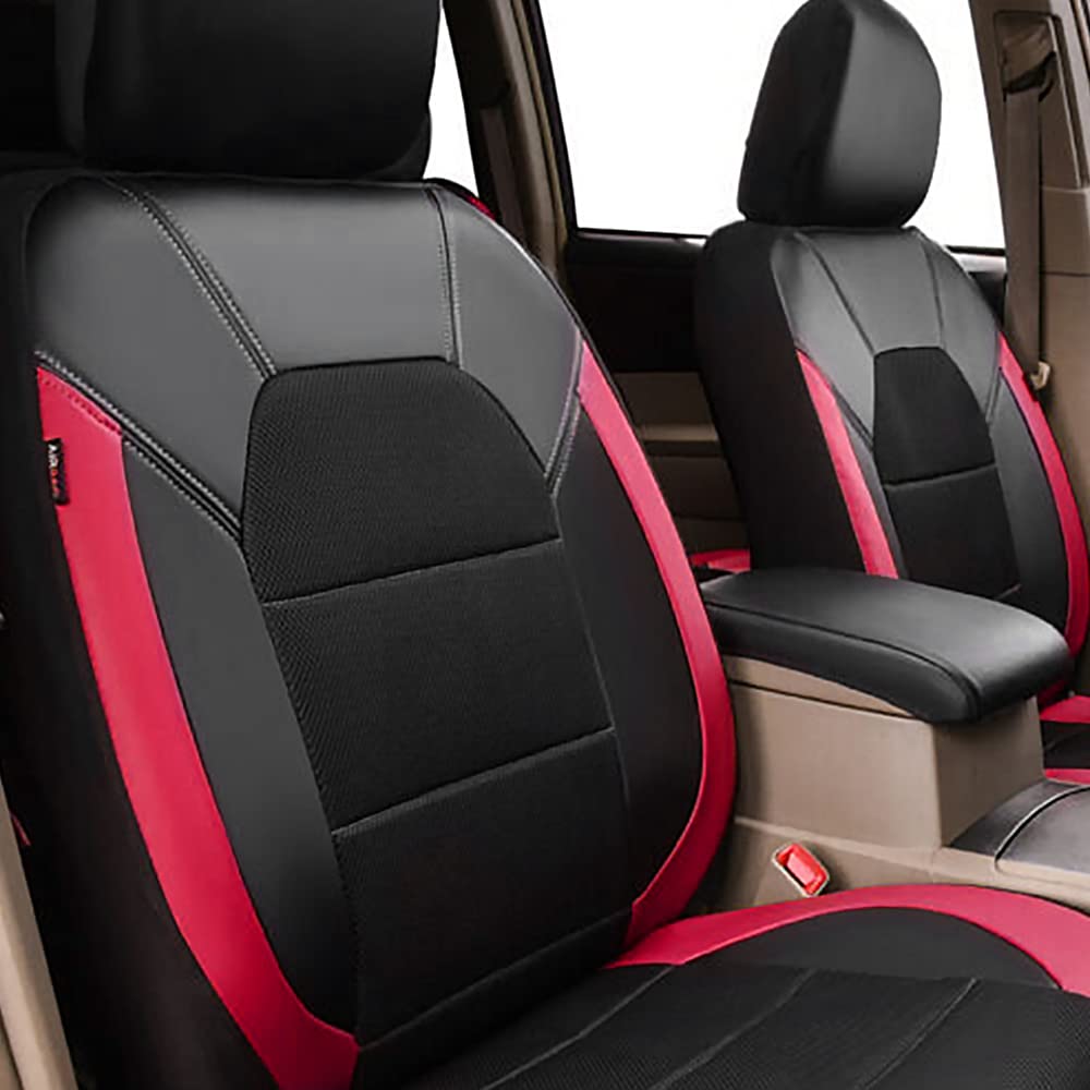 2020 Seat Tarraco Front Seat Cover - Premium PU Leather & Cloth Car Seat Protector - Comfortable & Durable Auto Accessories for Driving & Road Trips - Red