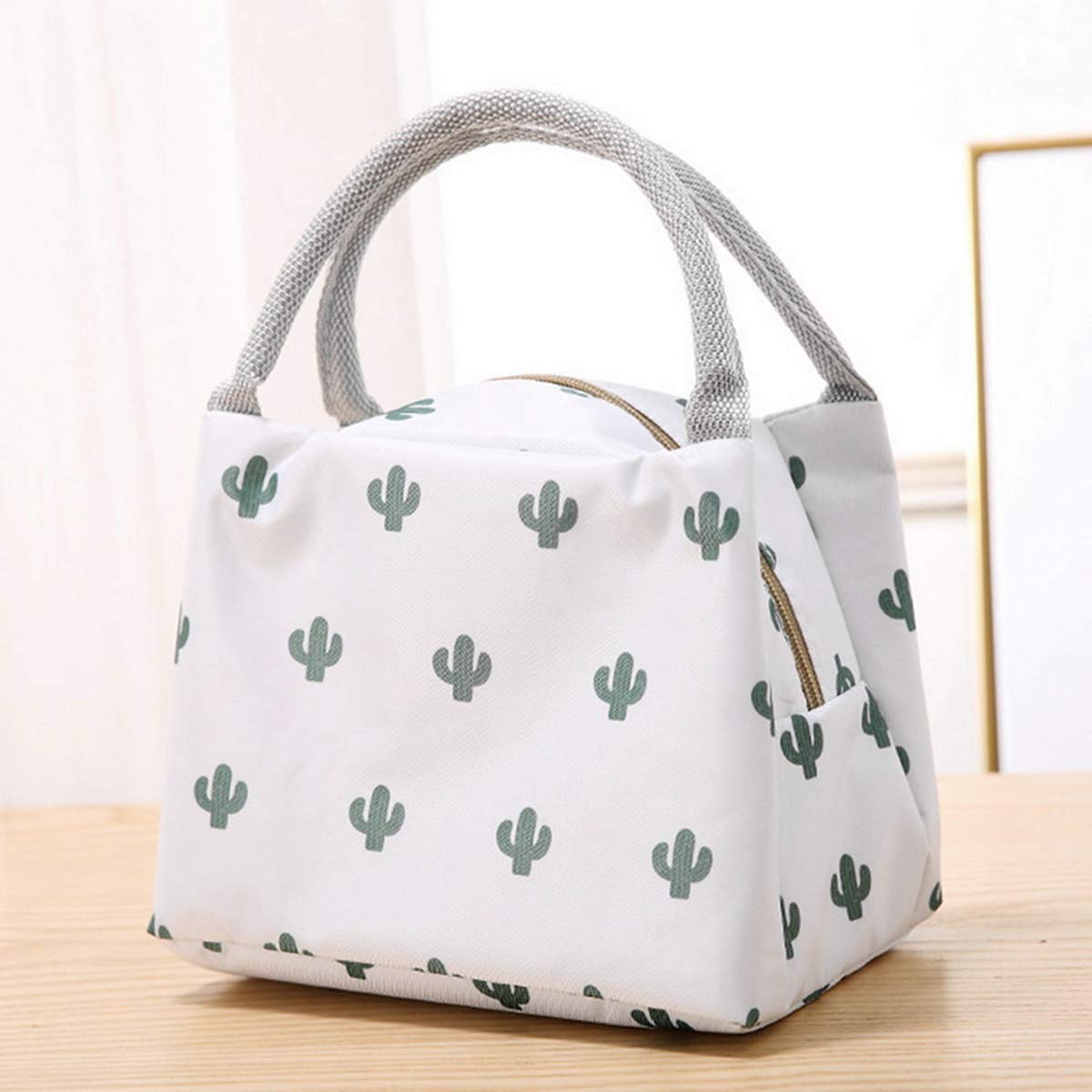 Leprato Large Insulated Reusable Lunch Bag for Women & Girls - Cactus Design Lunch Tote with High Capacity - Perfect for Work, School, Picnics & Outdoor Activities