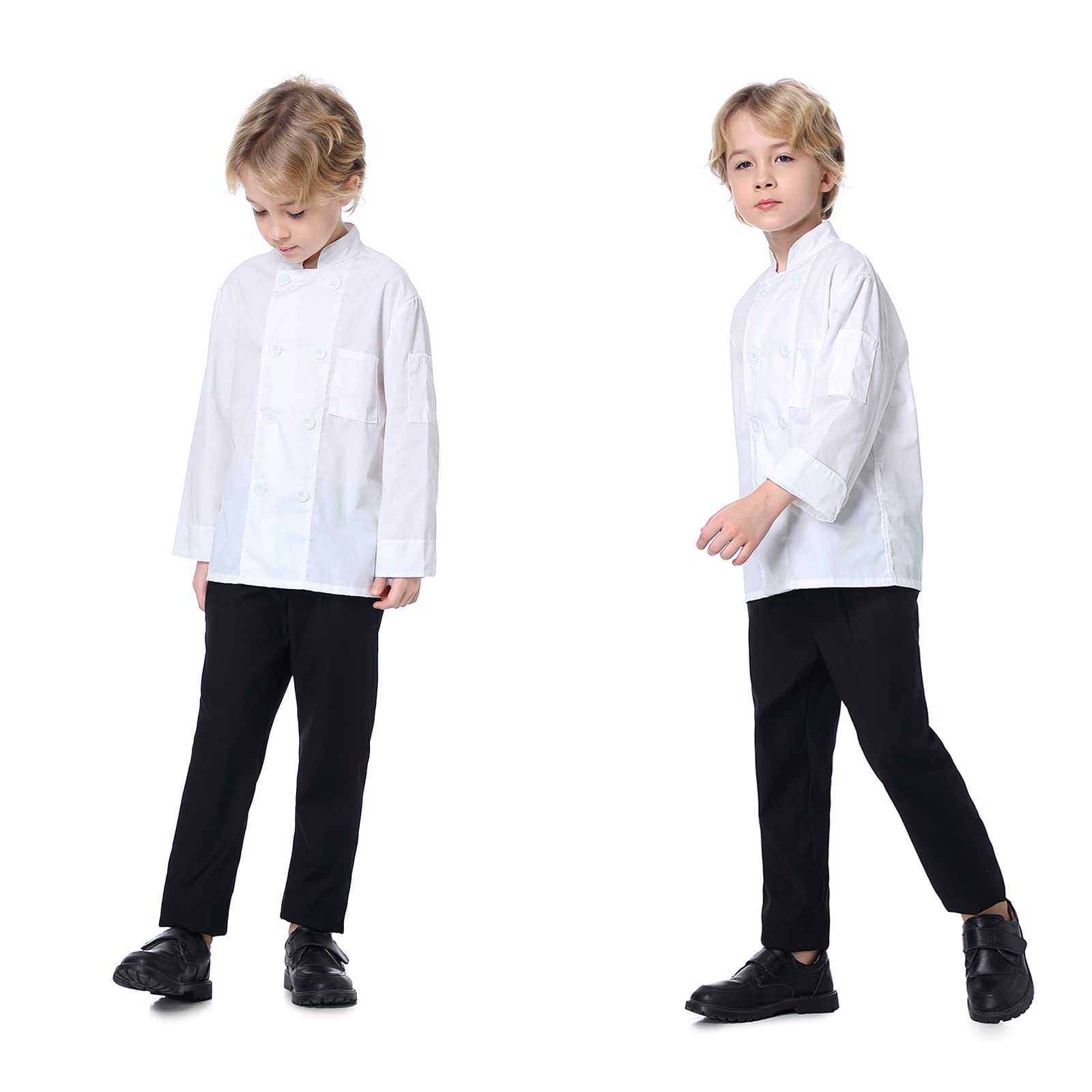 TopTie Kids Chef Coat - Professional Cooking Uniform for Boys & Girls - Halloween Costume & Role Play - Perfect for Cooking Classes, Birthday Parties & Dress-Up Fun