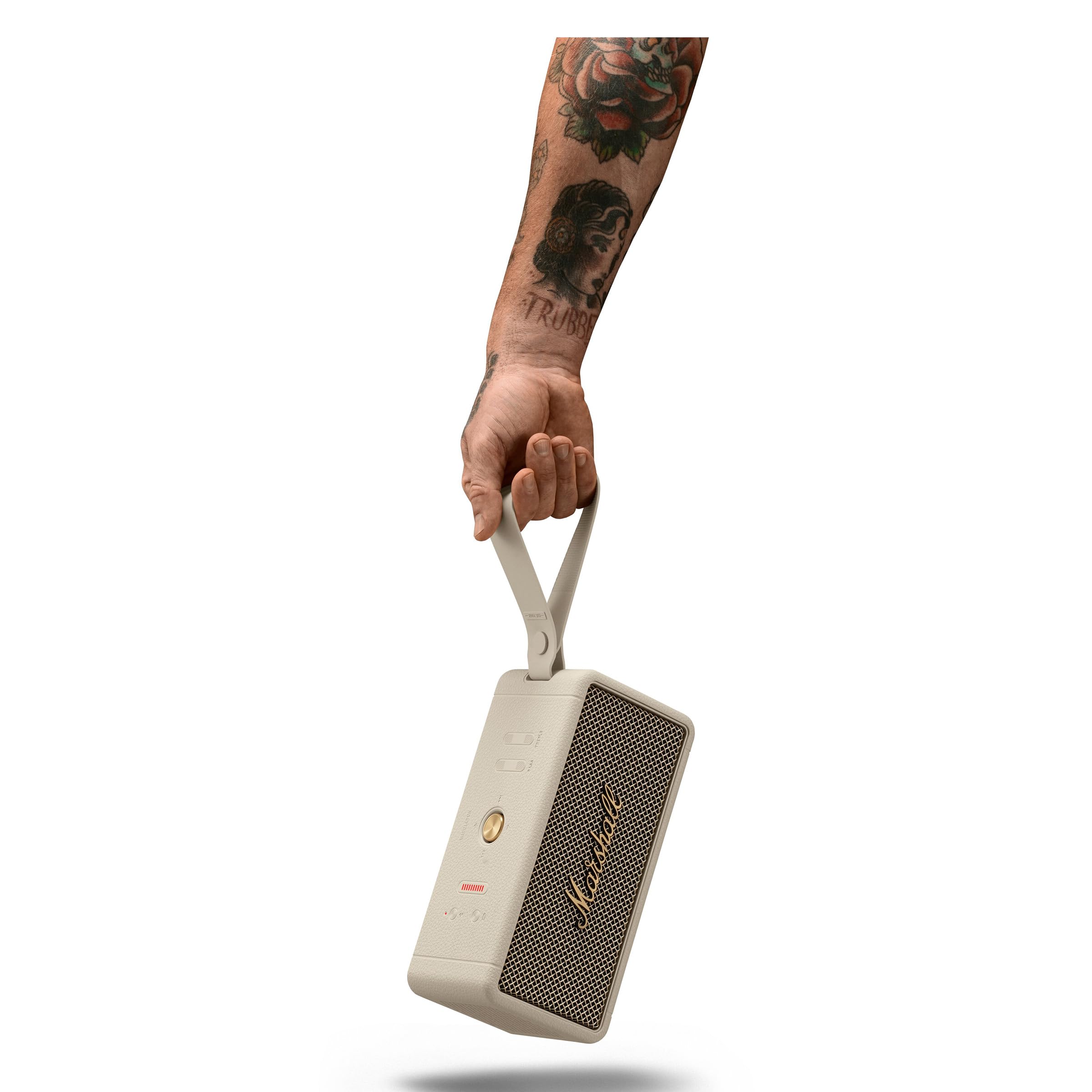 Marshall Middleton Portable Bluetooth Speaker - Wireless Outdoor Speaker with Rich Bass, 20+ Hours Playtime, IP67 Waterproof, Cream - Perfect for Camping, Beach, Pool Parties & Travel
