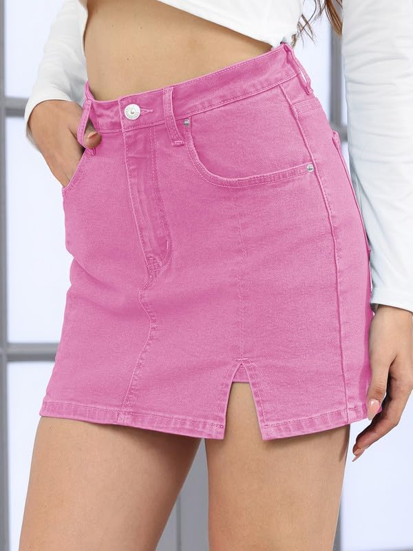 Genleck Women's Denim Skorts - High Waisted Stretch Jean Skirt with Built-in Shorts | Comfortable Elastic Waistband | Perfect for Casual Outings, Summer Wear & Outdoor Activities
