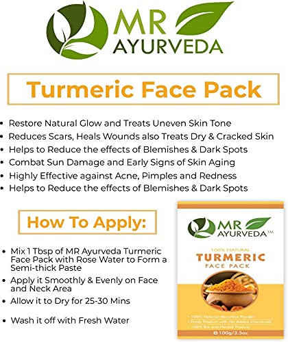 MR Ayurveda Almond Powder & Turmeric Face Pack Powder - Natural Skincare Combo (100g Each) for Glowing Skin | DIY Facial Mask & Brightening Treatment