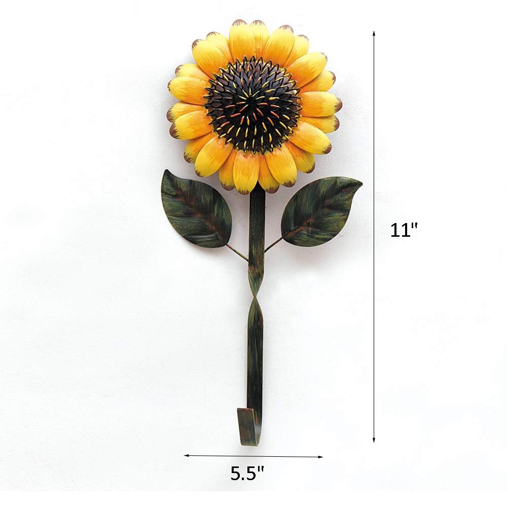 Rustic Metal Sunflower Key Hook - Wall Mounted Key Holder for Keys, Towels, Coats & Accessories | Perfect for Kitchen, Bathroom & Home Decor | Organize Entryway, Mudroom & Bedroom