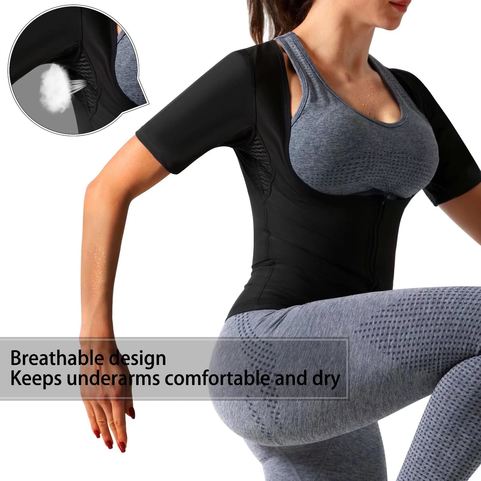 Women's Sauna Shirt for Weight Loss - Waist Trainer Sweat Vest with Zipper | Workout Body Shaper for Fitness, Gym & Sauna Sessions