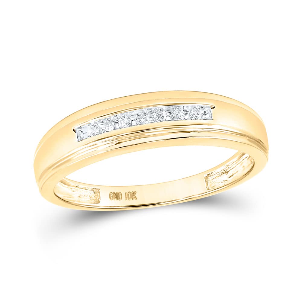 10Kt Yellow Gold Men's Round Diamond Wedding Band Ring - 1/12 Cttw, Perfect for Engagement, Anniversary & Special Occasions