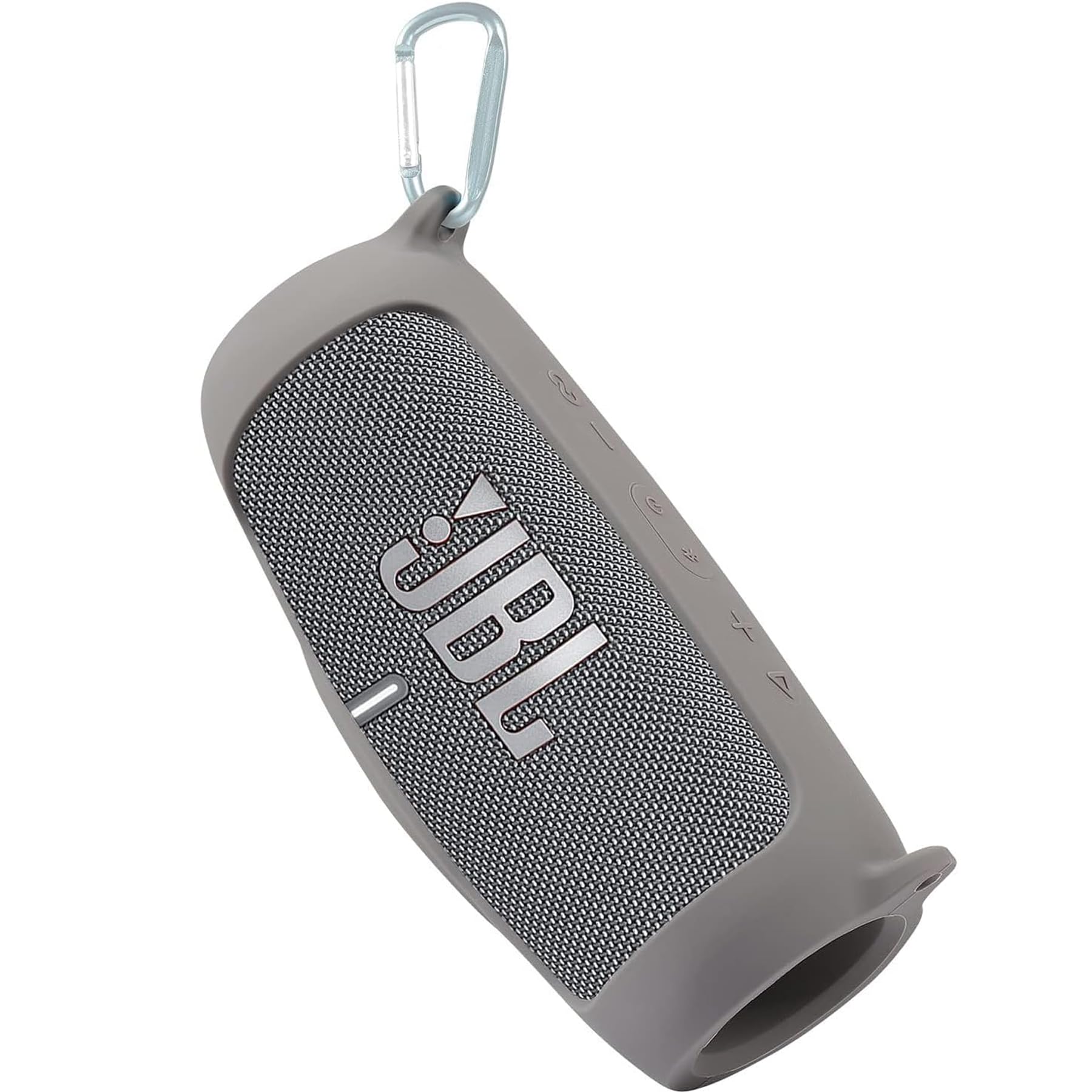 JBL Charge 5 Waterproof Bluetooth Speaker Silicone Cover Case - Shockproof Protective Skin with Carabiner Clip, Portable Travel Case for Outdoor Adventures, Beach, Pool & Camping (Grey)