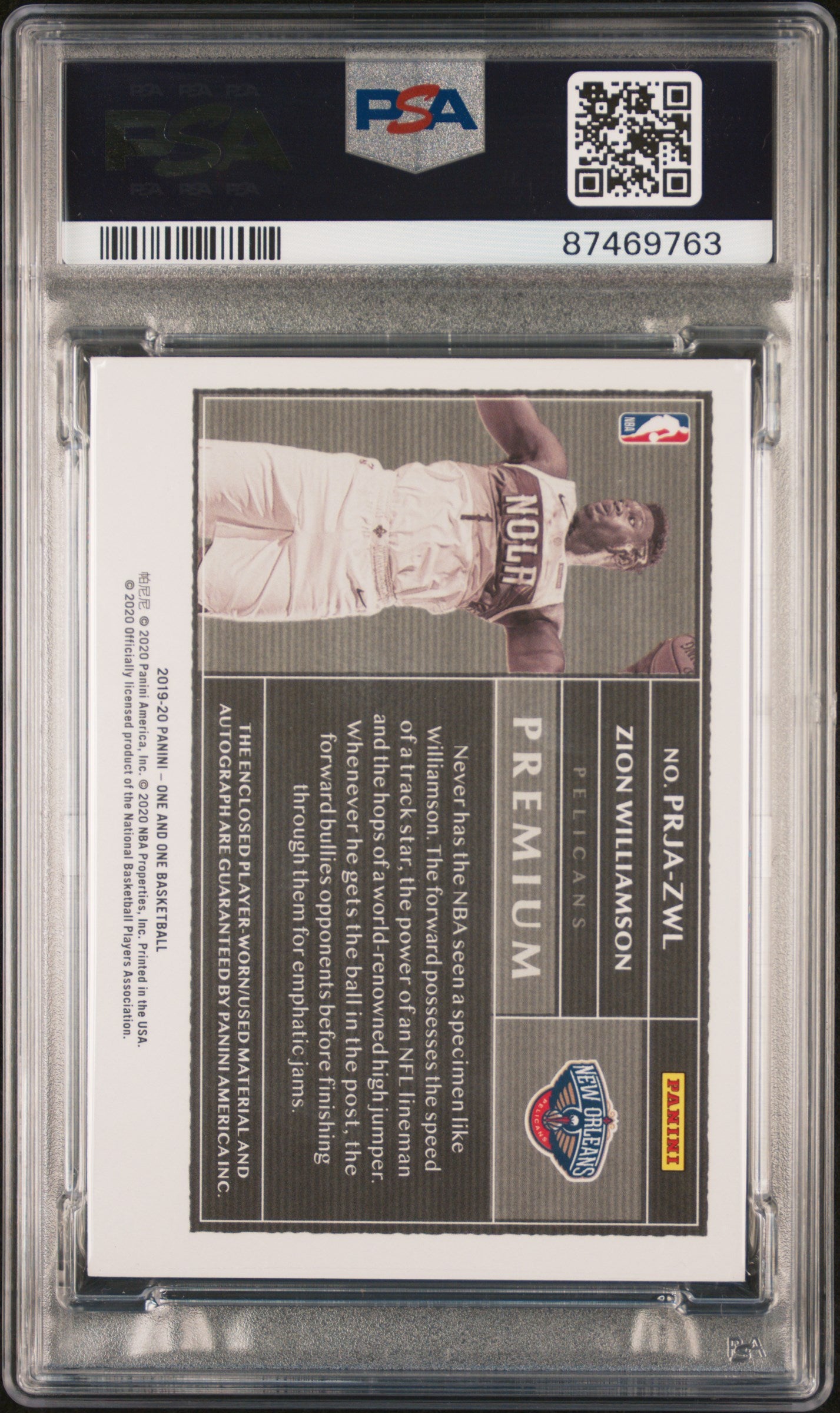 2019 Panini One And One Zion Williamson Rookie Patch Auto 35/99 #ZWL PSA 10 Gem Mint - NBA Basketball Trading Card for Collectors & Investors - Perfect for Display, Gifts, and Sports Memorabilia Collections