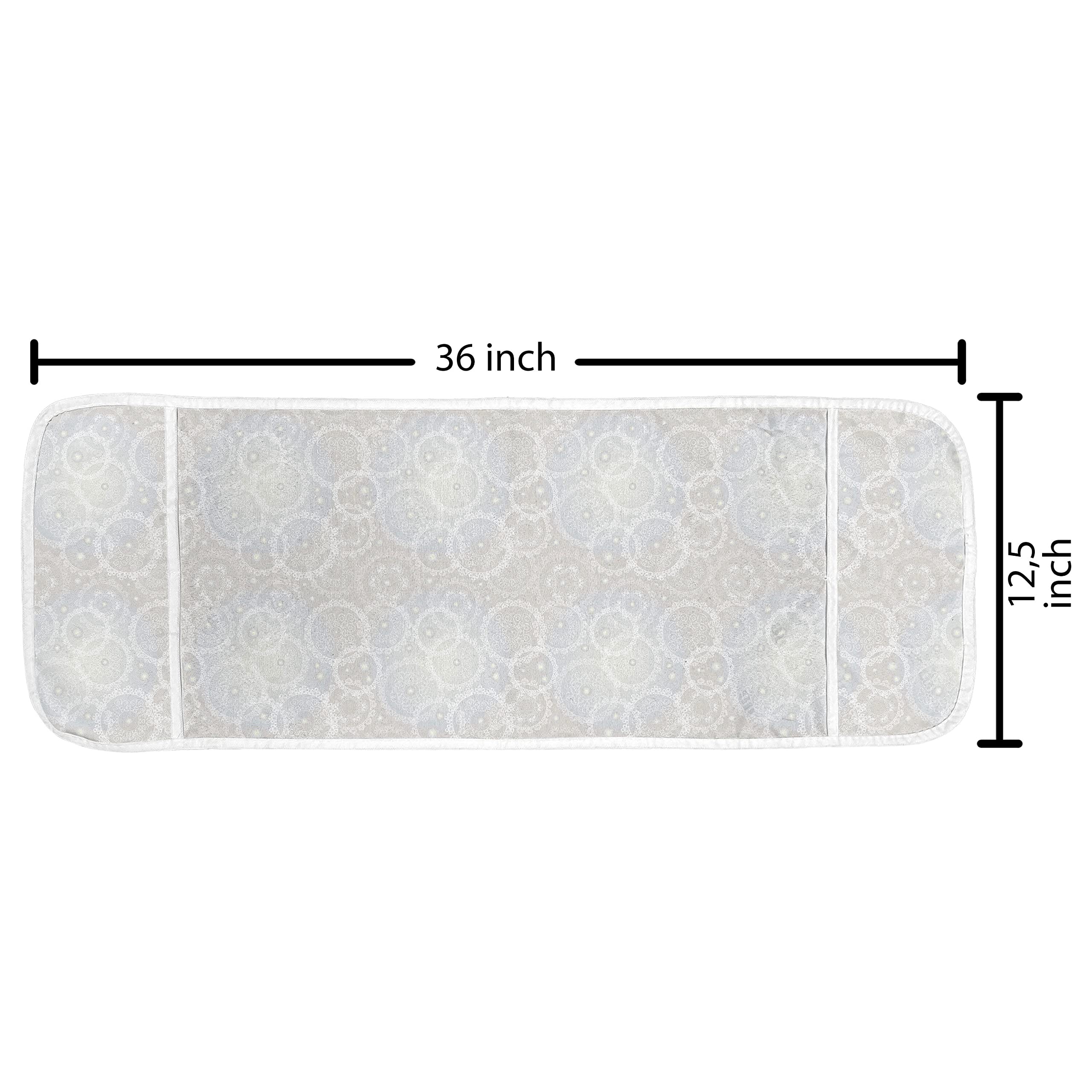 Ambesonne Pearls Microwave Cover - Elegant Lace Doily Pattern, Waterproof Kitchen Organizer with Pockets, 36