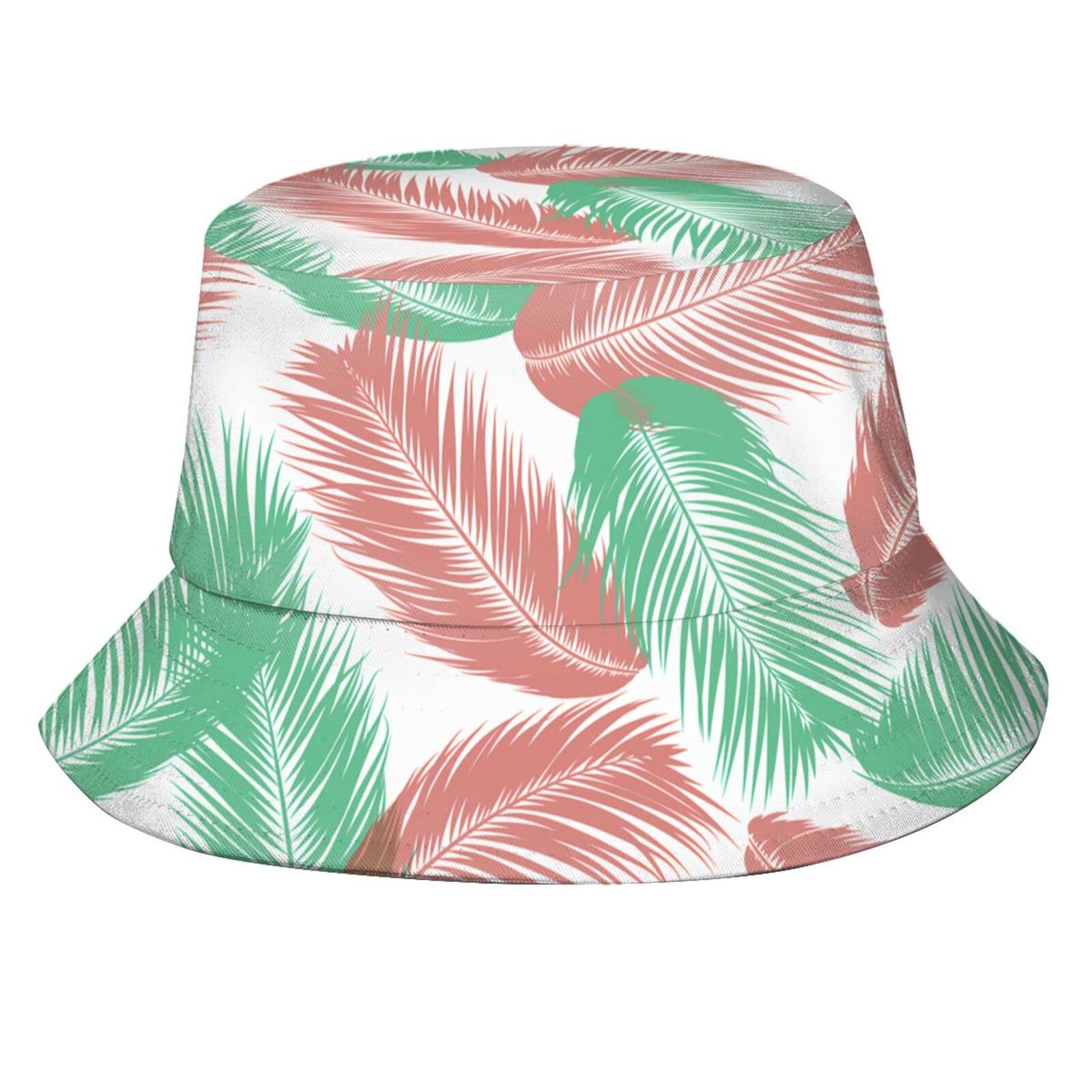 Leaf Print Unisex Bucket Hat - Packable Fisherman Sun Hat for Men & Women - Perfect for Beach, Travel, and Outdoor Activities