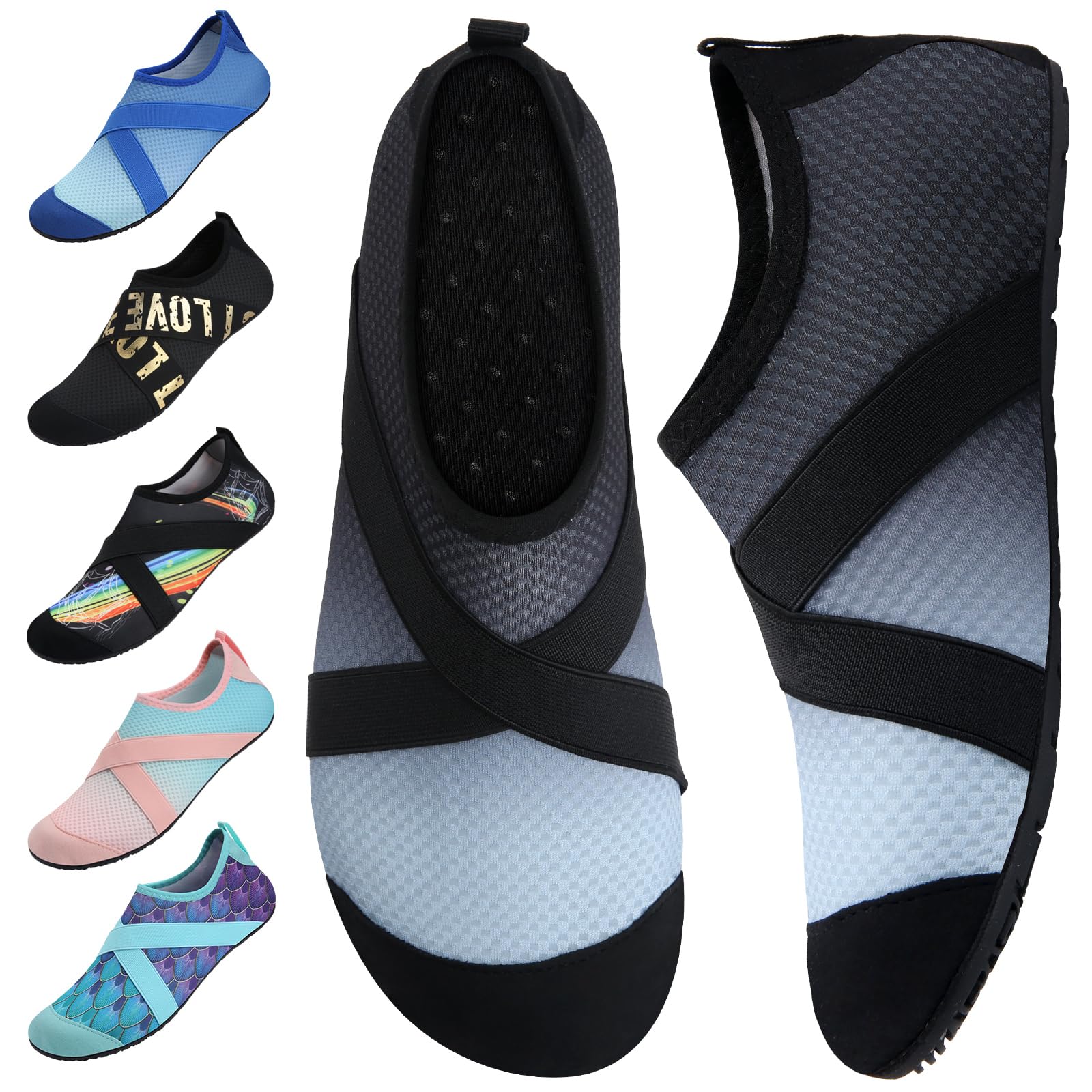 Men's & Women's Quick-Dry Water Shoes - Barefoot Beach Pool Shoes for Surfing, Swimming & Water Sports | Aqua Yoga Socks for Yoga, Pilates & Water Aerobics