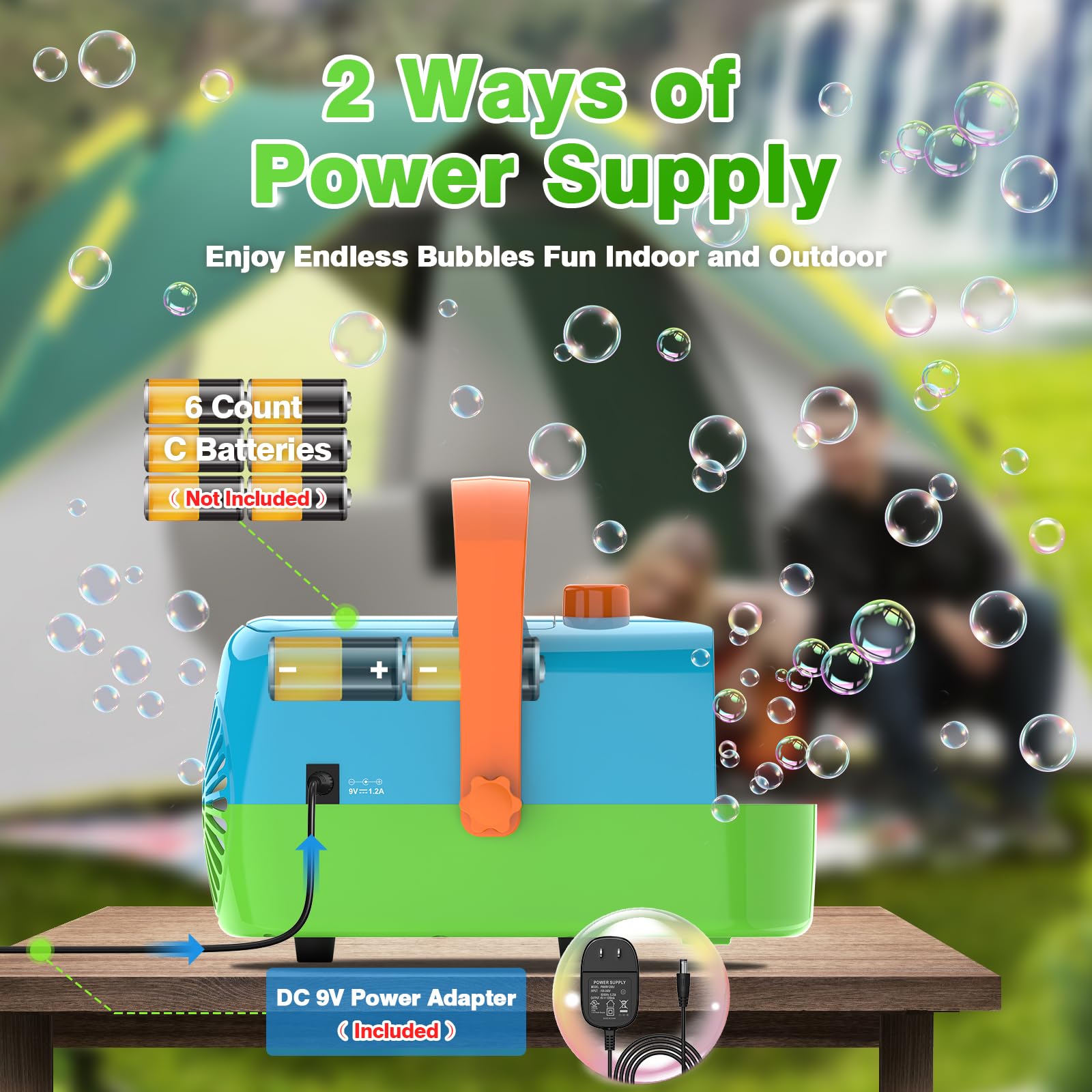 Automatic Bubble Blower Machine for Kids - 8000+ Big Bubbles Per Minute, Bubble Maker for Toddlers & Children, Battery or Plug-in Powered, Indoor/Outdoor Party Toys - Perfect for Birthday Parties, Backyard Play & Summer Fun