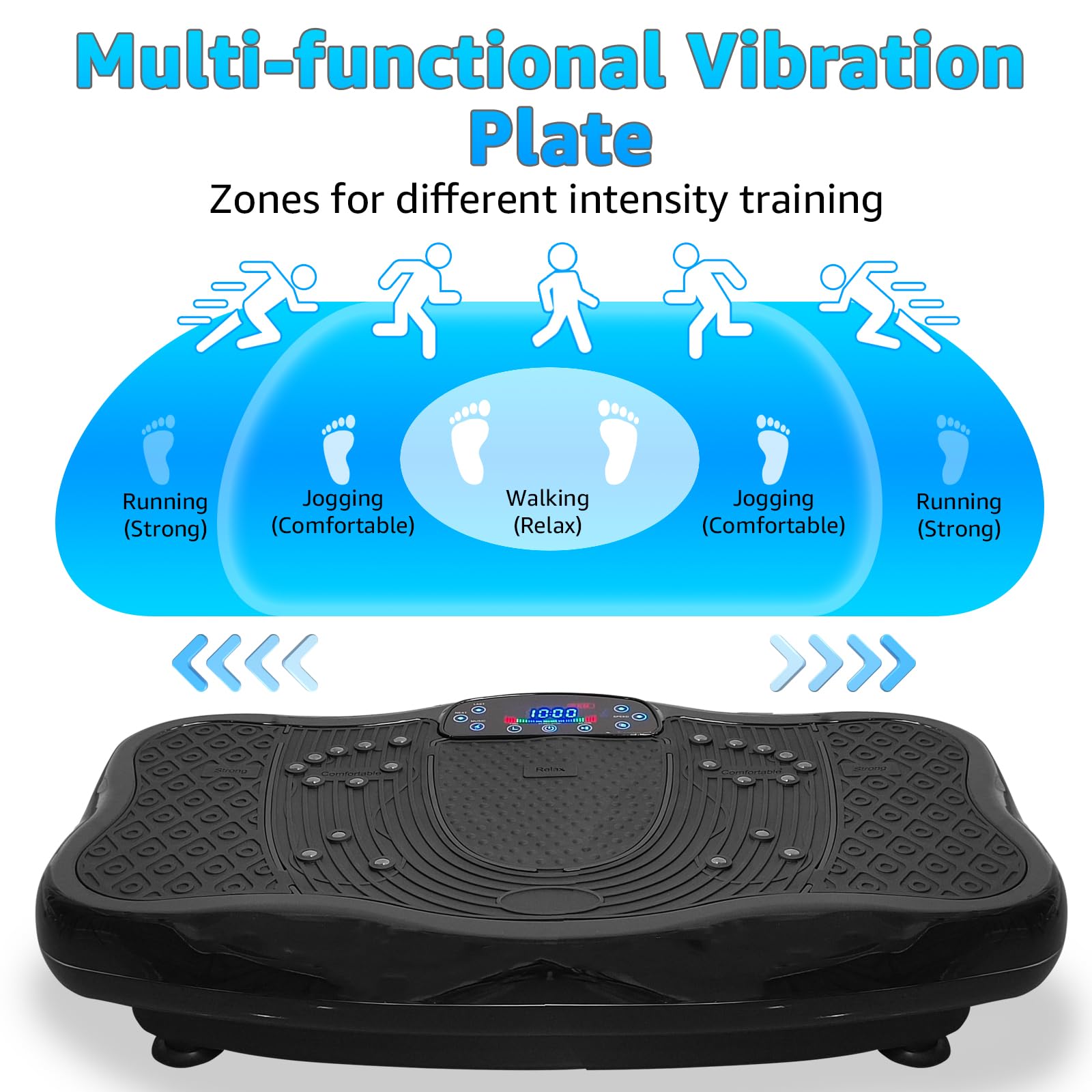 XXL 330 LBS Capacity Vibration Plate Exercise Machine - 120 Levels Whole Body Workout Platform with Resistance Bands - Home Gym Equipment for Weight Loss, Muscle Toning & Recovery - Perfect for Home Fitness, Physical Therapy & Senior Exercise (Black)