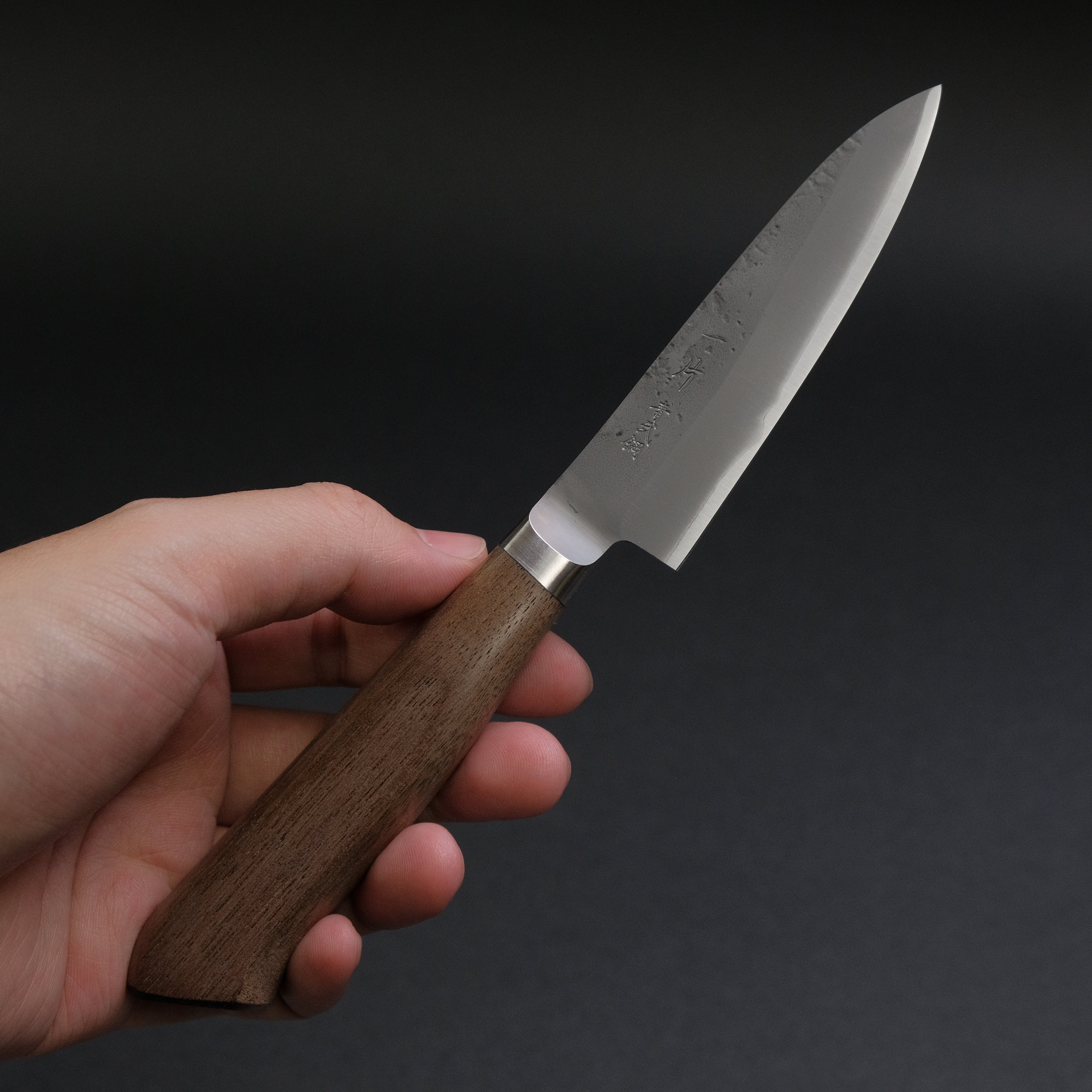 Hitohira TD Blue #2 Stainless Clad Nashiji Yo Paring Knife 90mm with Walnut Handle - Perfect for Fruit Peeling, Vegetable Slicing & Kitchen Prep