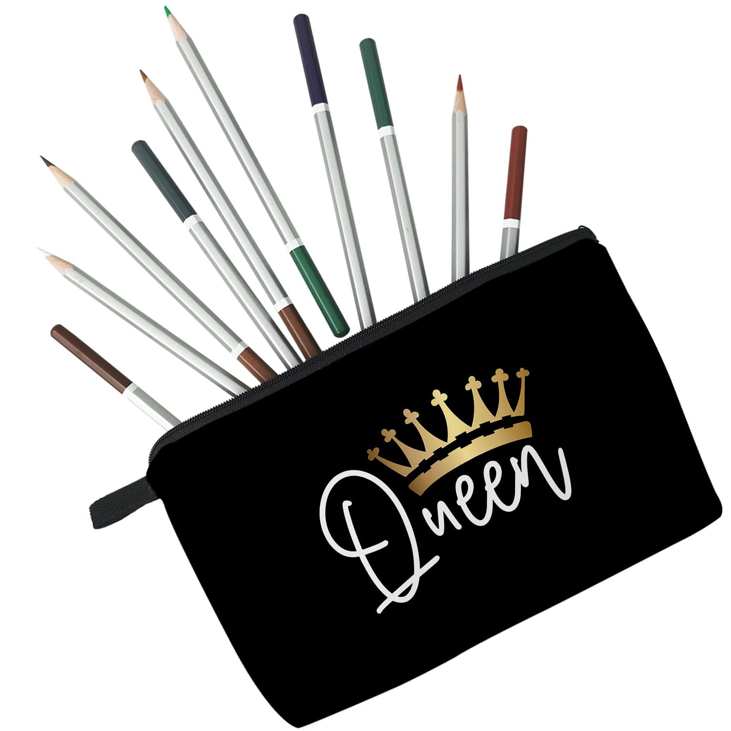 Women's Crown Print Travel Makeup Bag - Small Cosmetic Pouch Gift for Travel & Parties