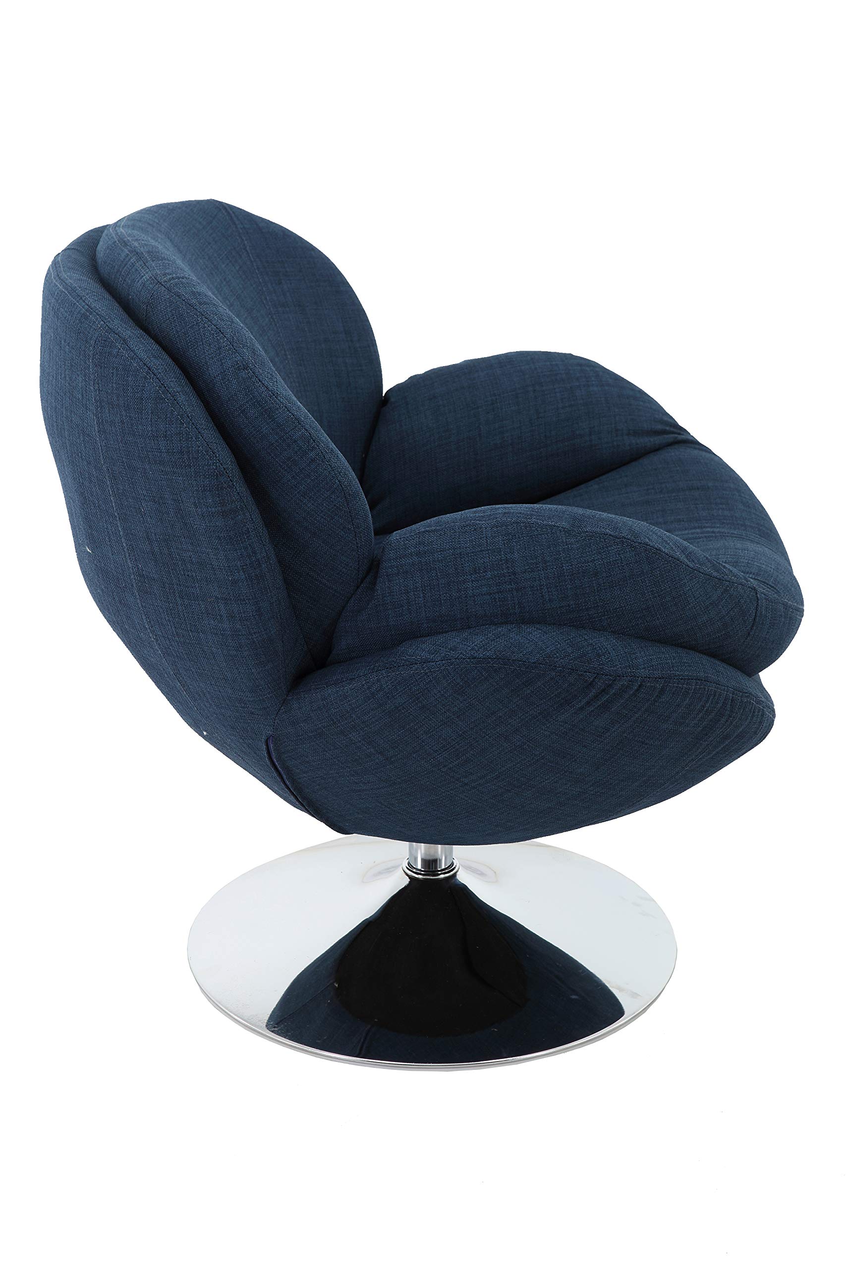 Comfort Mac Motion Scoop Accent Chair - Denim Fabric, Blue - Ergonomic Leisure Chair for Living Room, Bedroom & Office - Perfect for Relaxing, Reading & Lounging