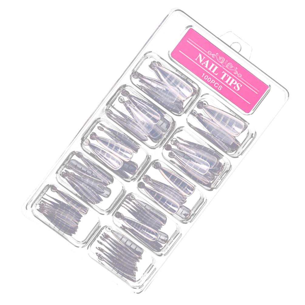 100pcs Crystal Nail Tips - Acrylic Fake Nails for Manicure & Nail Art | DIY Nail Extension Kit with Nail Beauty Plate | Perfect for Salon, Home Use & Party Glam