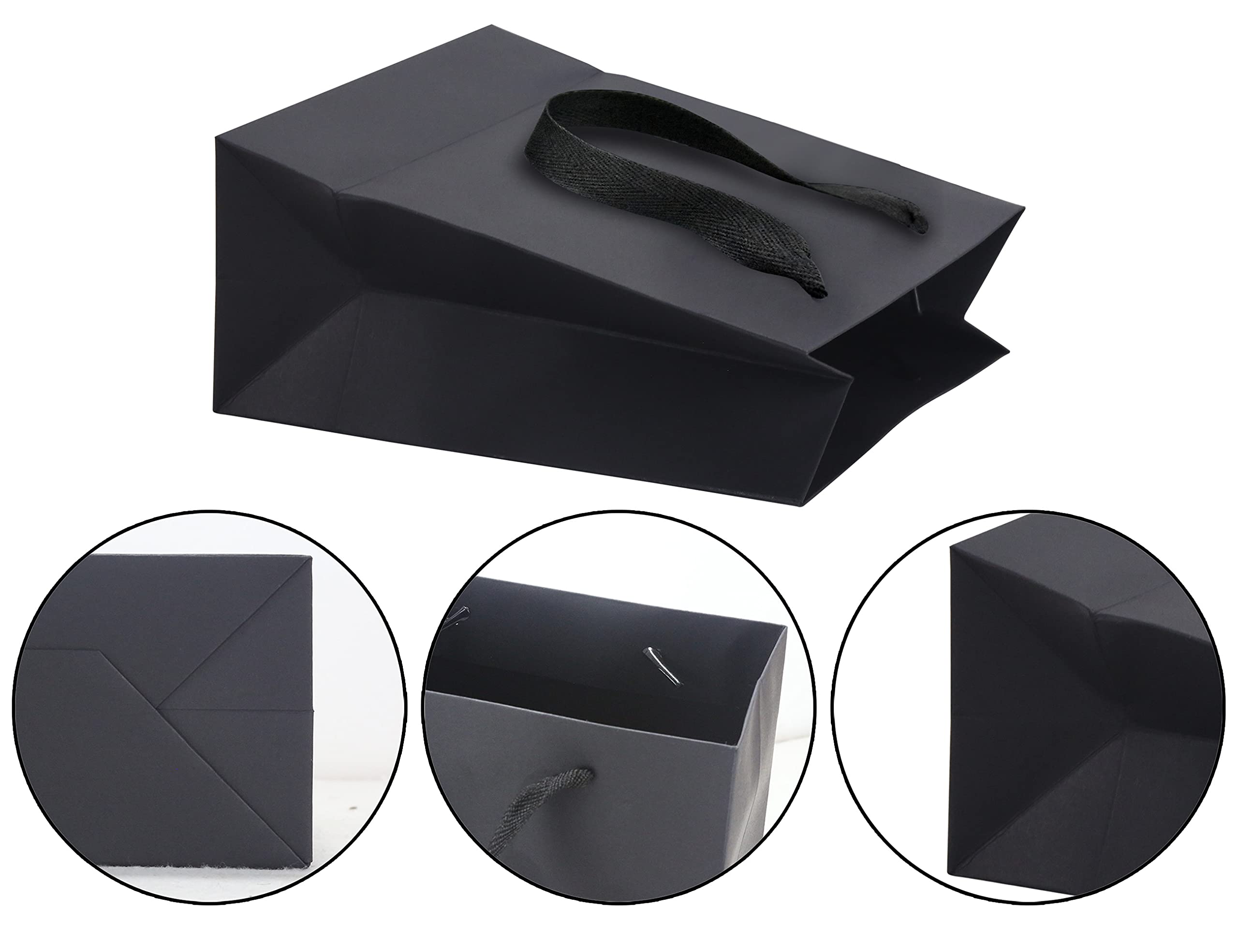 HUAPRINT 30 Pack Black Paper Gift Bags with Ribbon Handles - 10x4.5x11 Inch Shopping Bags for Retail, Party Favors, Merchandise & Wedding - Eco-Friendly Elegant Packaging for Gifts, Events & Business