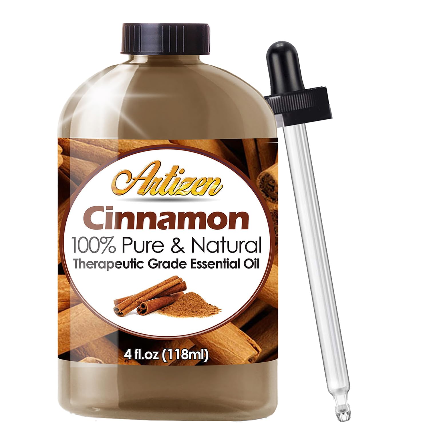 Artizen 4oz Cinnamon Essential Oil - 100% Pure Therapeutic Grade Aromatherapy Oil for Diffusers, Massage & DIY Skincare - 4 Fluid Ounces Bottle