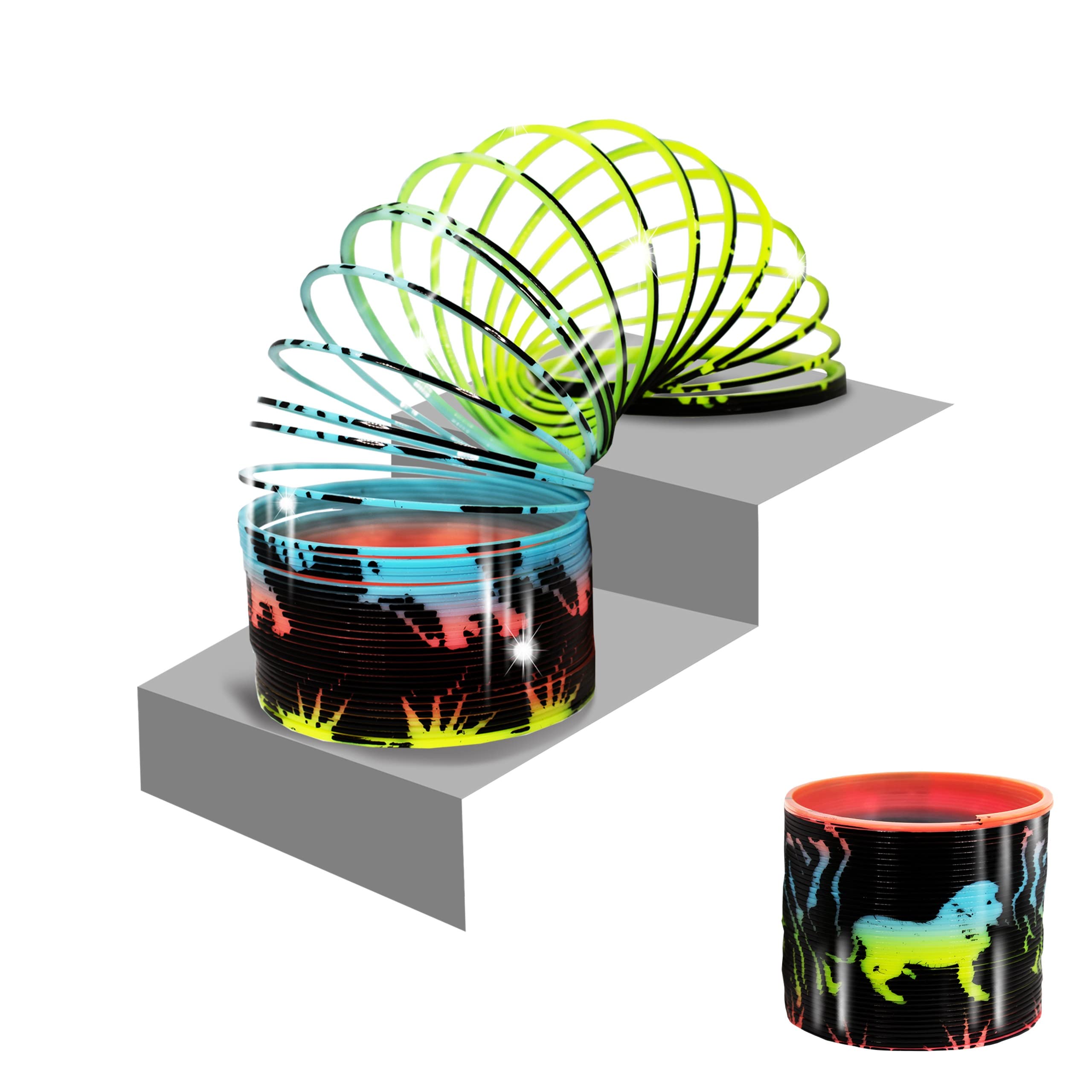 Deluxebase 2.5 Inch Safari Animal Rainbow Spring Toy - Wild Animal Slinky & Fidget Toy for Kids | Educational Sensory Toy, Party Favors & Gifts for Boys & Girls | Perfect for Classrooms, Birthday Parties & Stress Relief