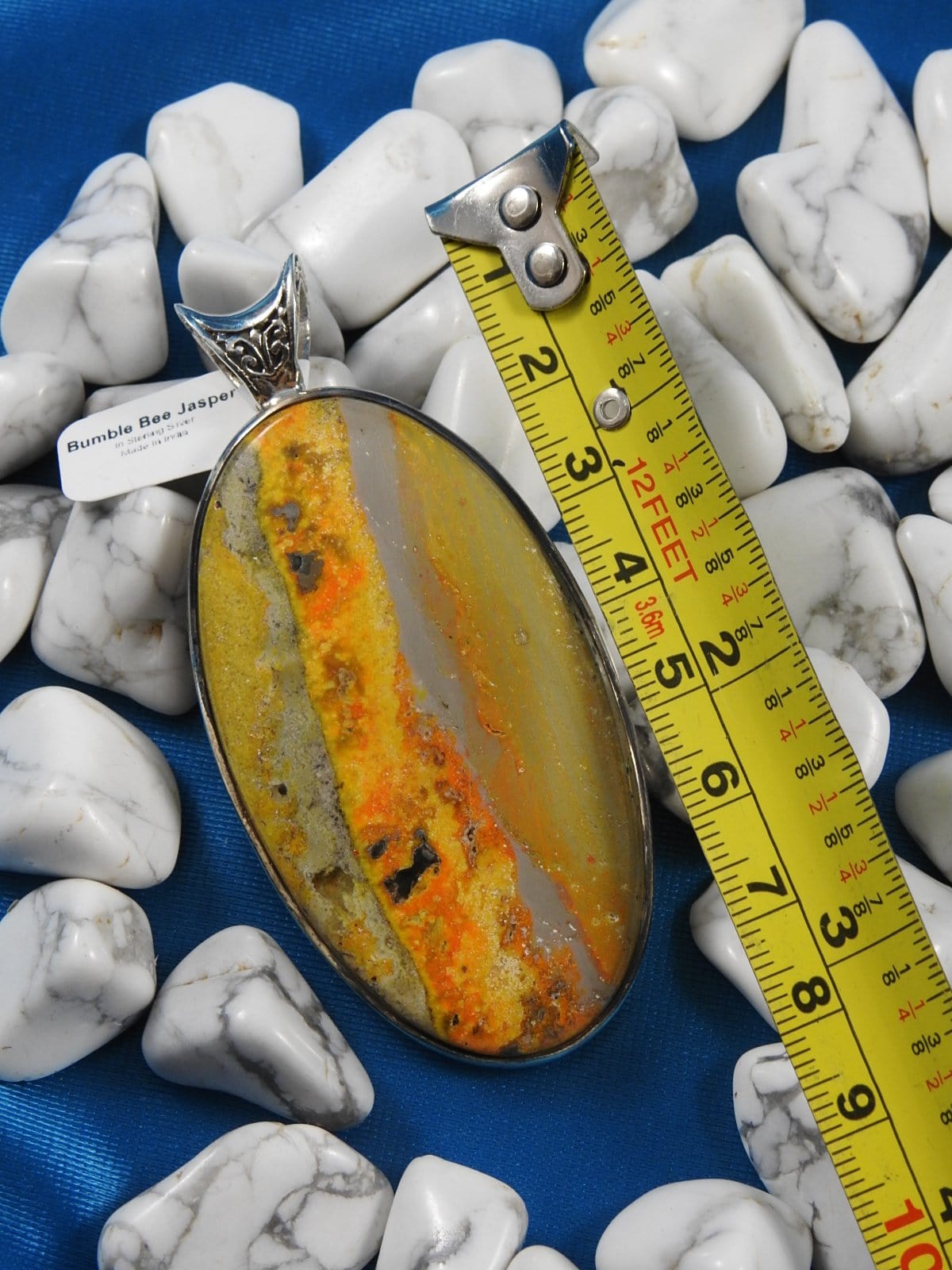 Bumblebee Jasper Sterling Silver Pendant Necklace - Natural Stone Jewelry for Women - Perfect for Everyday Wear & Spiritual Healing