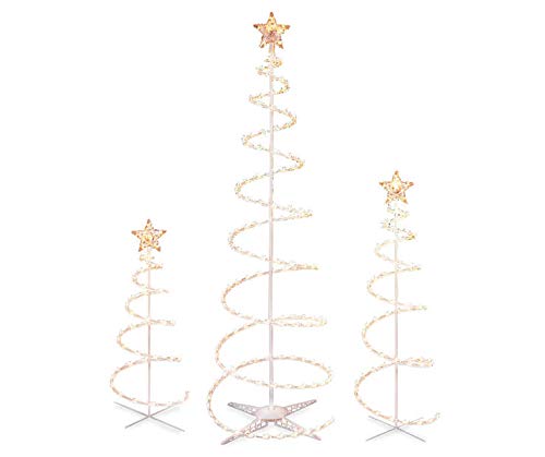 3-Pack LED Spiral Christmas Trees with 170 Clear Lights - 6ft, 4ft, 3ft Tall Holiday Decor for Indoor/Outdoor Home, Party & Festive Decorations