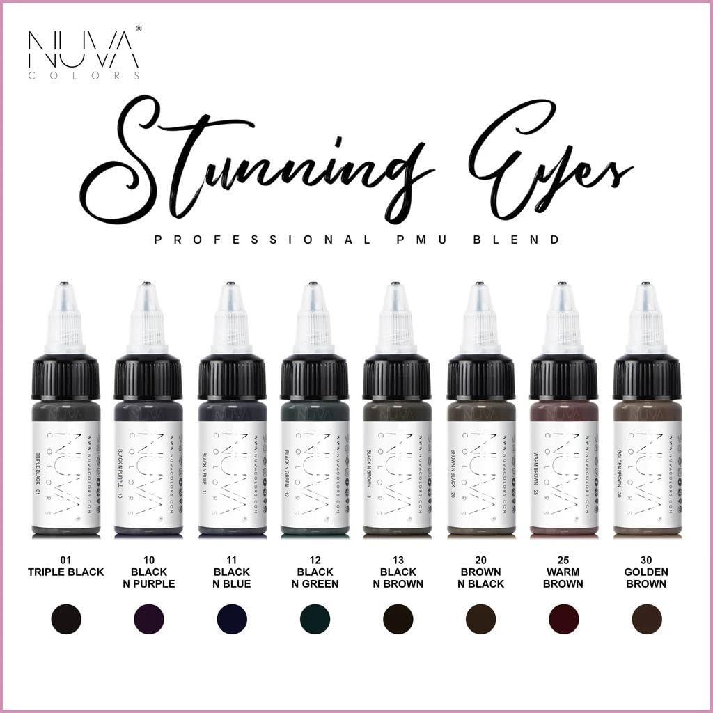 Permanent Eyeliner Pigment for Microblading & Eyeliner Tattoo - Customizable Cool Undertone, Vegan & Long-Lasting (8-Pack) - Perfect for Lash Enhancement, Winged Liner & Smokey Eye Looks | Made in USA
