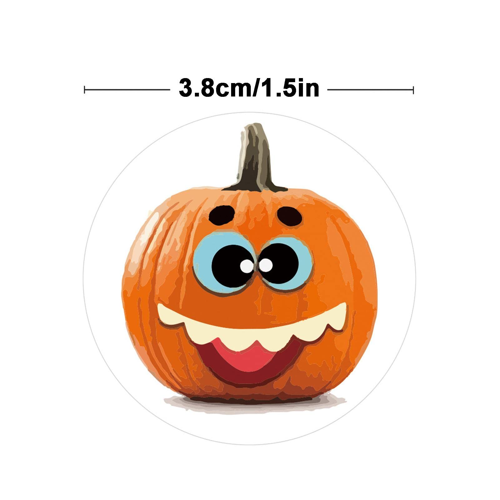 500 Halloween Stickers Roll - 8 Fun Pumpkin & Character Designs for Kids Trick or Treat, Party Favors & Classroom Decor - Waterproof DIY Decals for Notebooks, Scrapbooks & Halloween Party Supplies