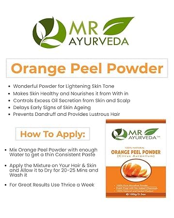 Organic Orange Peel Powder for Skin & Face Care - 100% Natural, No Added Chemicals, 100g | Brightening, Exfoliating & Acne Treatment | DIY Face Masks, Scrubs & Skincare Recipes