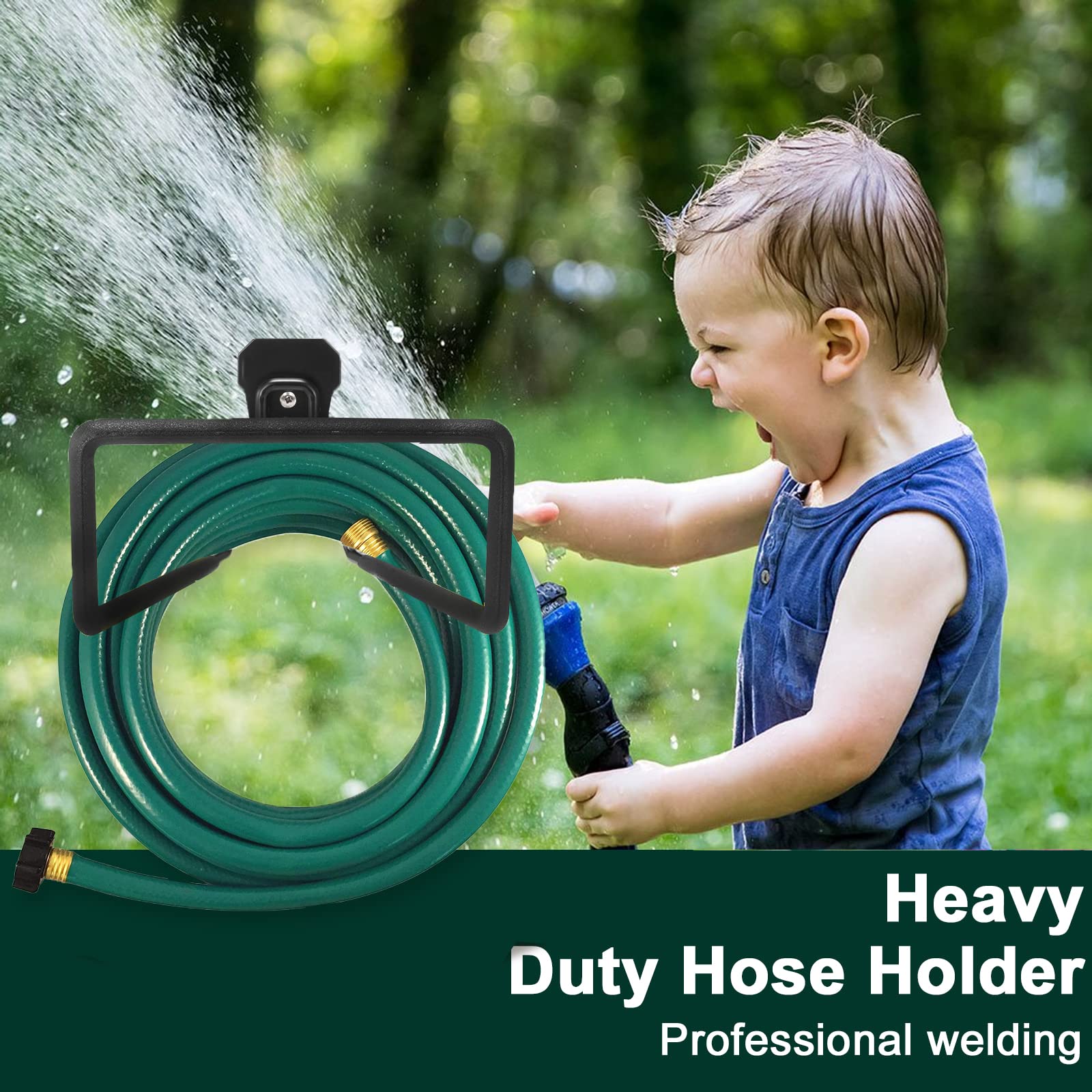 Heavy Duty Metal Garden Hose Holder Wall Mount - Sturdy Hose Hanger for Outdoor Use, Holds Up to 150Ft Expandable/Flexible Hose & Hose Reels - Perfect for Lawn Care, Gardening & Backyard Watering