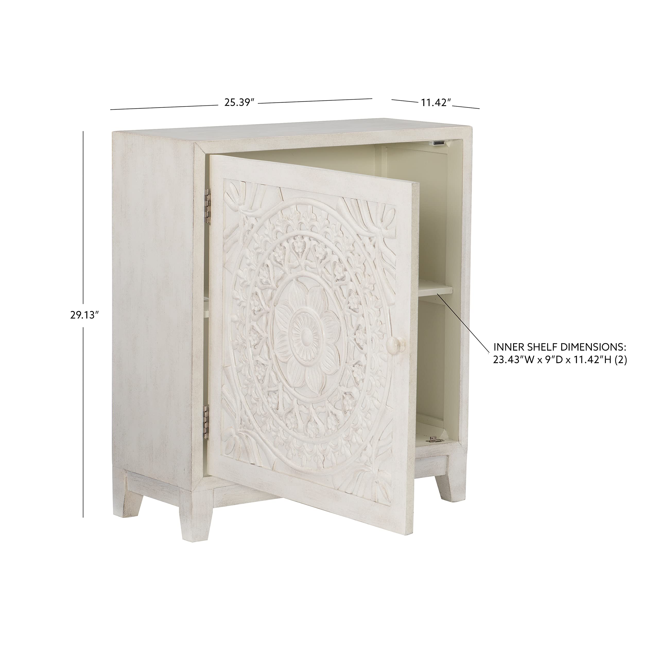 Powell Furniture Grace Antique White Cabinet - Elegant Storage Solution for Living Room, Bedroom & Home Office