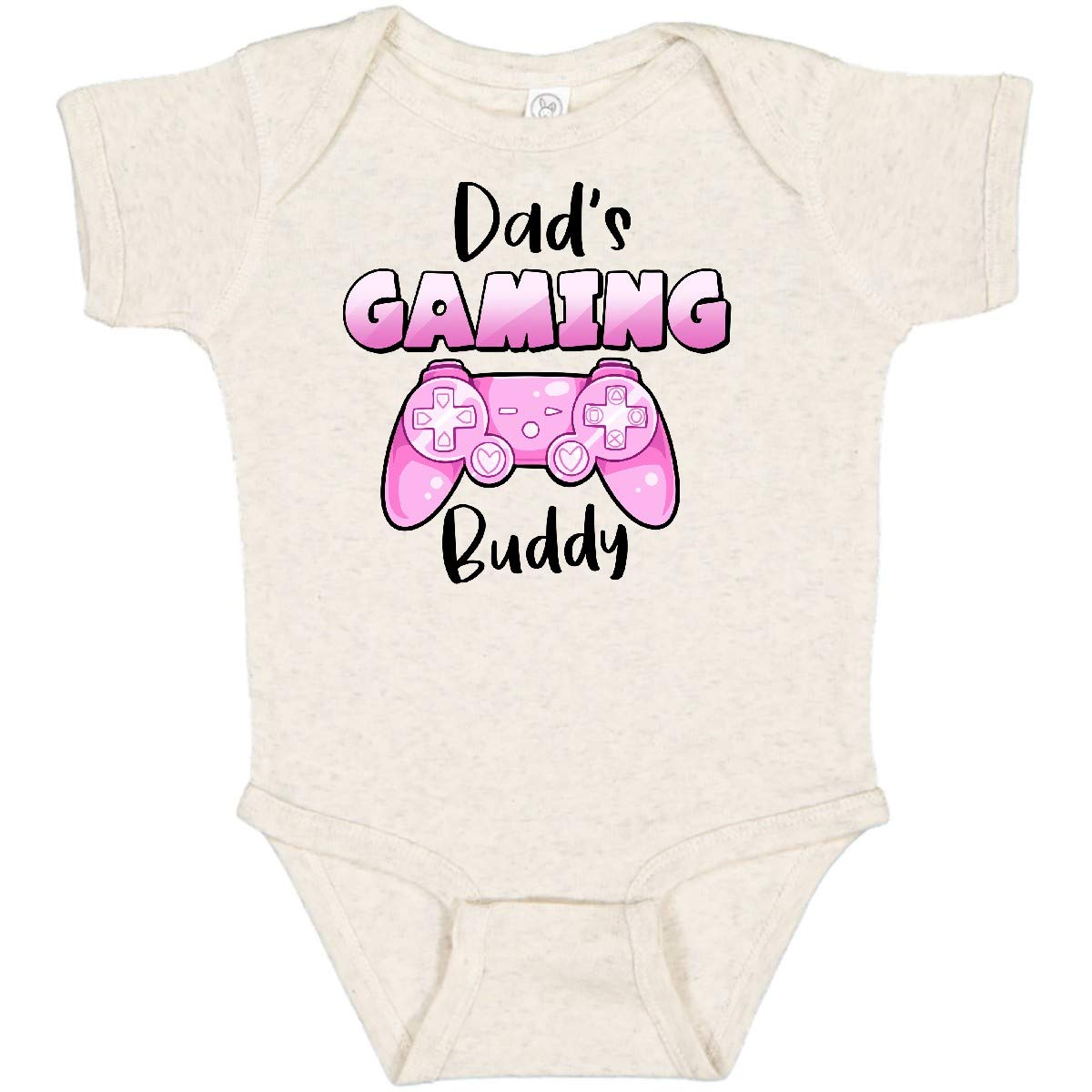 Inktastic Dad's Gaming Buddy - Pink Controller Baby Bodysuit | Cute Gamer Onesie for Newborns & Infants | Perfect Gift for Gamers & New Parents | Baby Shower, Birthday & Family Photos