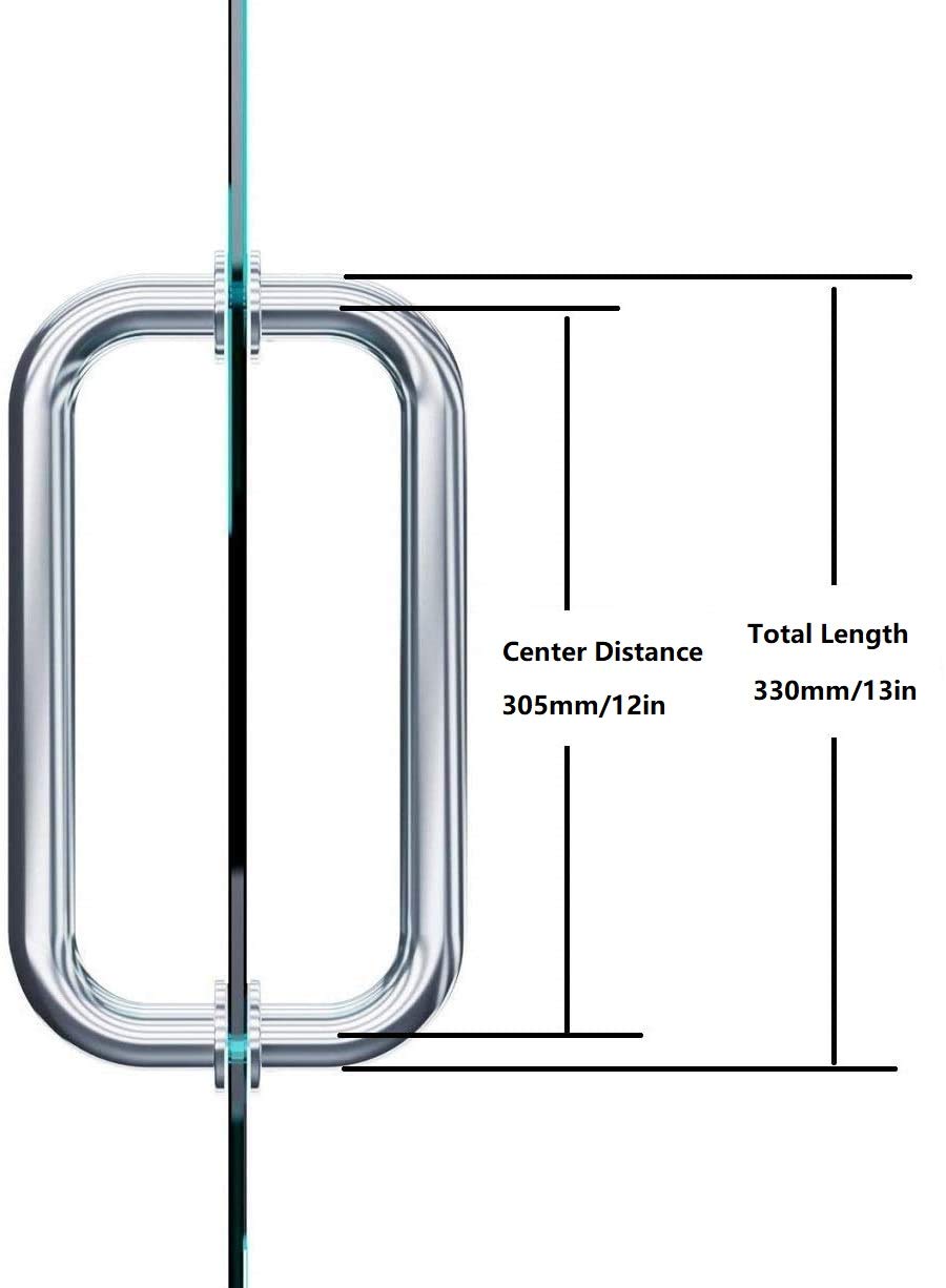 12 Inch Stainless Steel Shower Door Handle - Back to Back Design for Bathroom Glass Door - Perfect for Modern Showers & Bathroom Upgrades