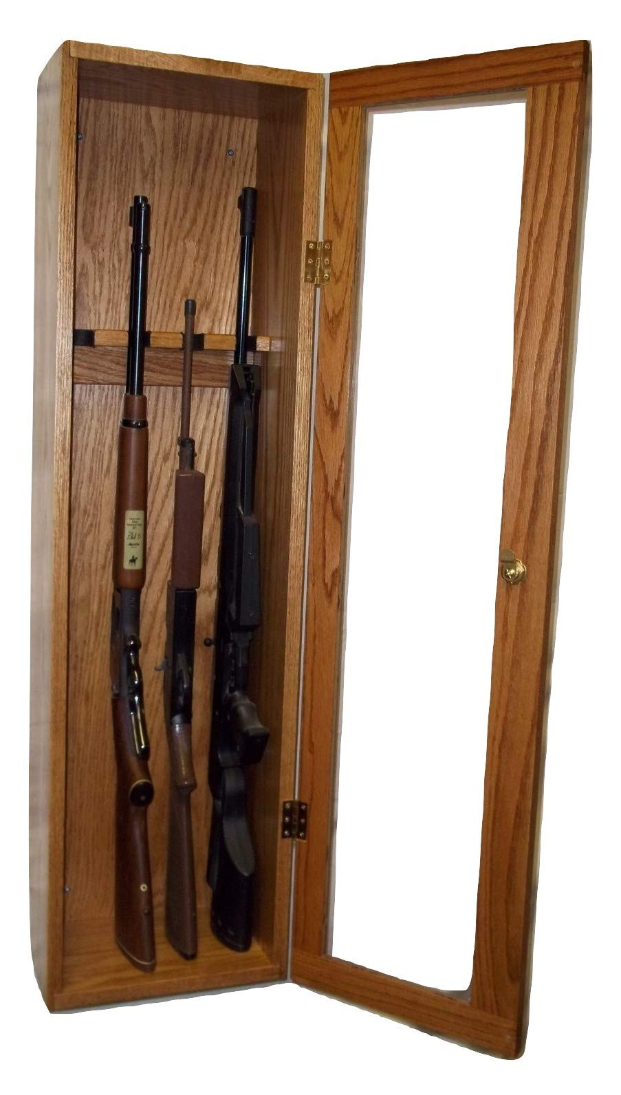 Red Oak Gun Cabinet - Secure Storage for 4 Rifles | Perfect for Home, Office & Hunting Lodge Gun Safety