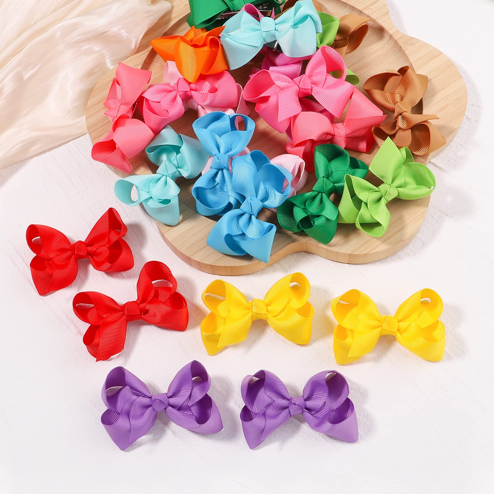 80PCS 3 Inch Hair Bows for Girls - Grosgrain Ribbon Toddler Hair Accessories with Alligator Clips for Baby Girls, Kids & Teens - Perfect for Parties, School, Holidays & Everyday Wear