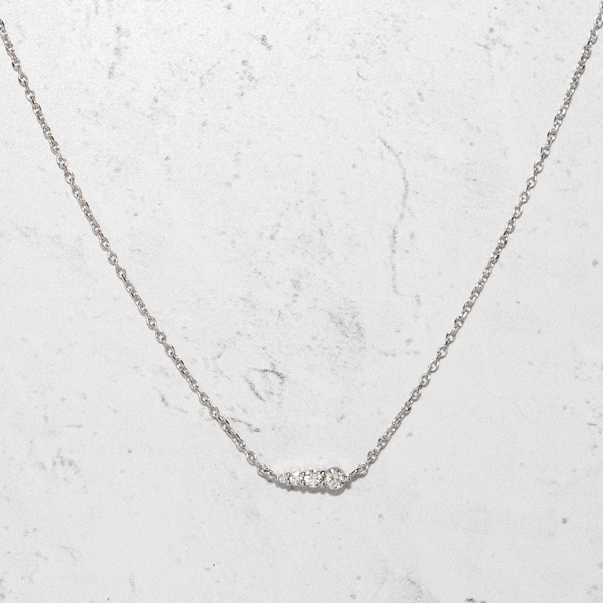 14K White Gold Diamond Layering Necklace with Graduated Diamonds - Elegant Everyday Jewelry for Women, Perfect for Gifts & Special Occasions