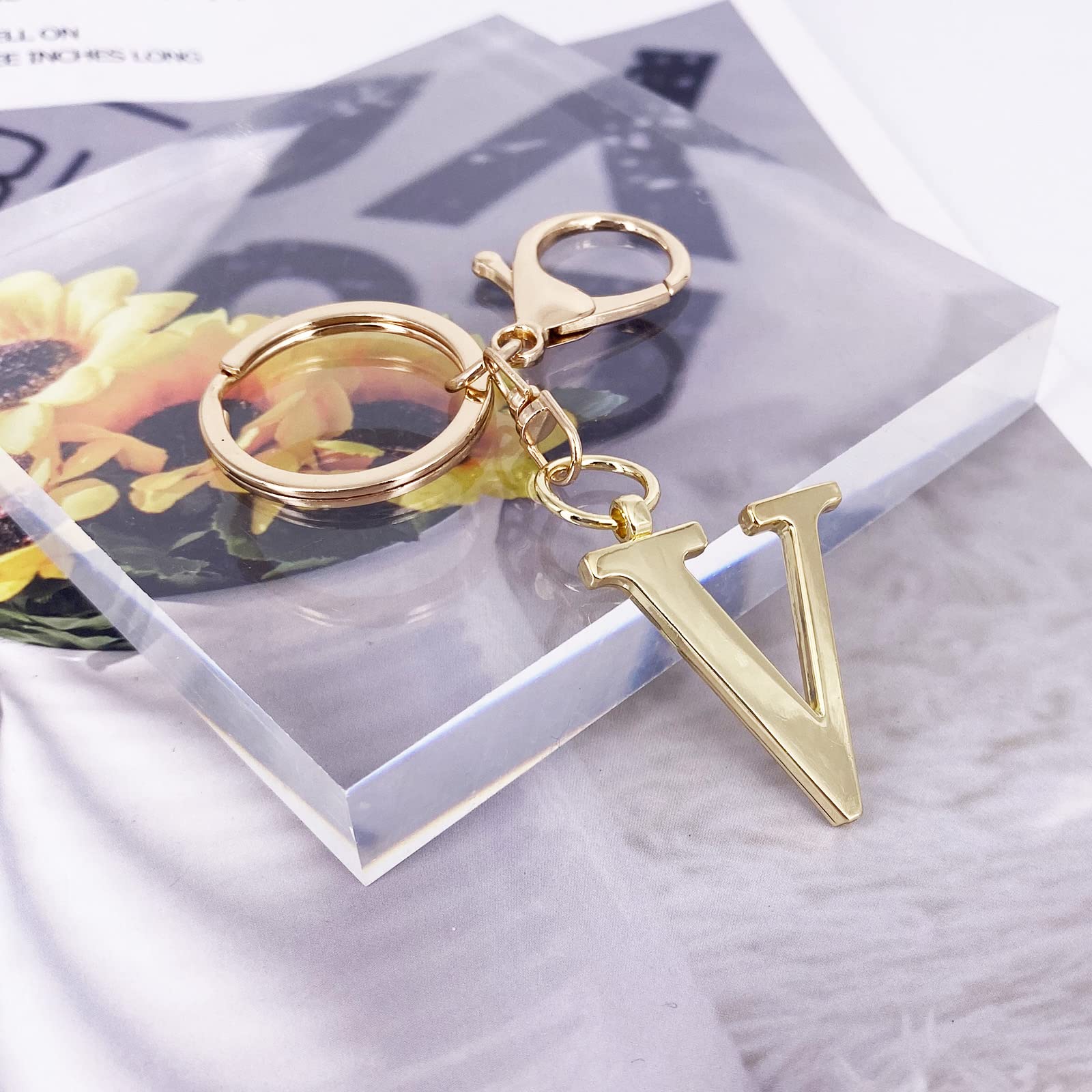 Gold Letter A-Z Keychain for Women - Personalized Alphabet Initial Charm for Handbags, Purses & Bags | Stylish Gift Idea for Birthdays & Travel Accessories