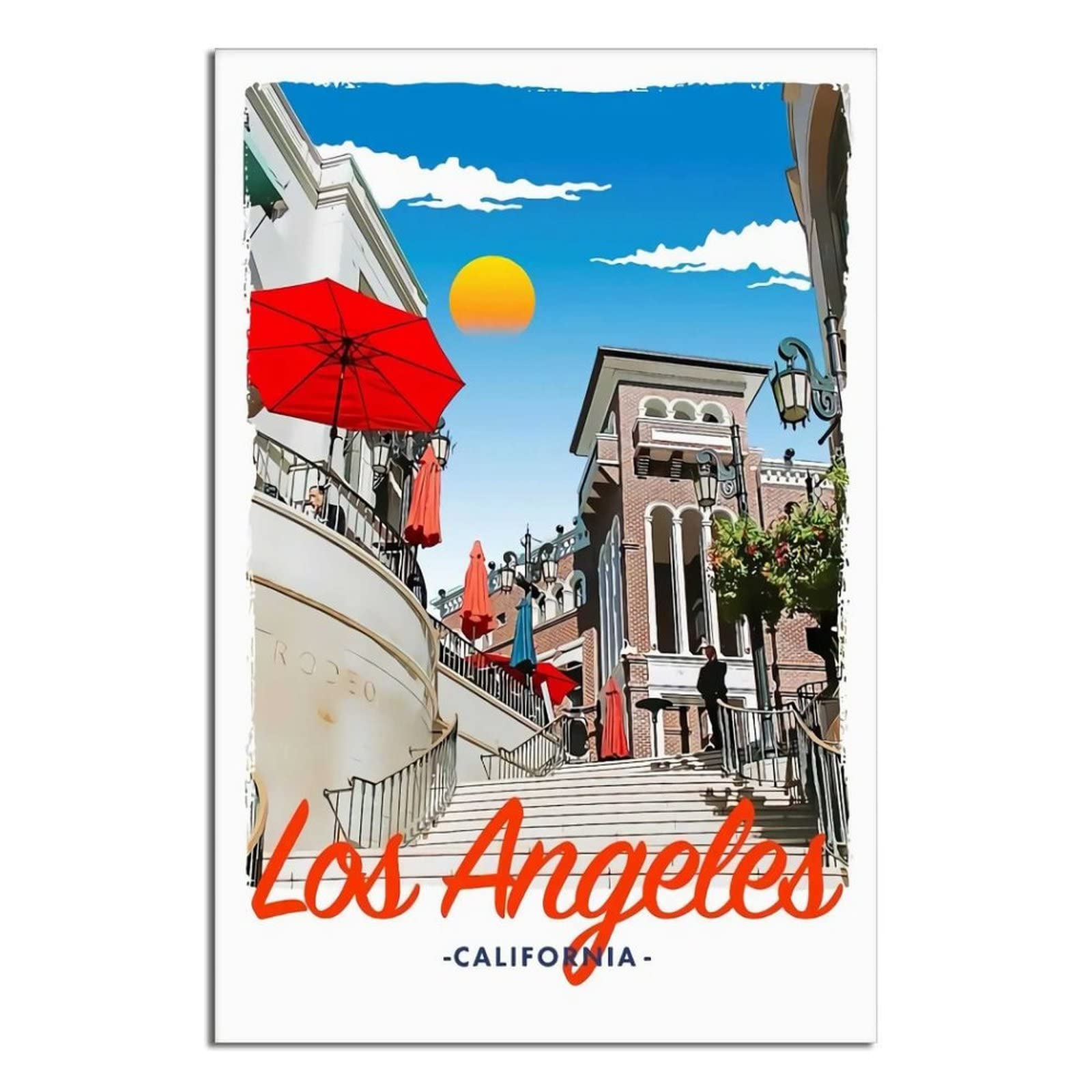 Vintage Los Angeles Travel Posters - Canvas Wall Art Prints for Living Room, Office & Bedroom Decor - Retro Cityscape Painting for Home & Travel Inspiration