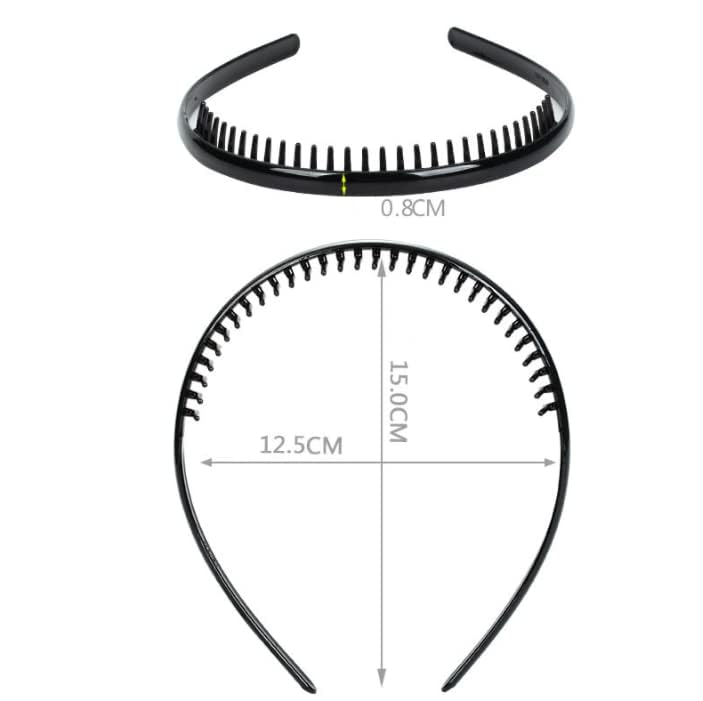 6 Pack Non-Slip Plastic Teeth Headbands for Women & Girls - Thin Hair Bands with Teeth Combs for Sports, Workouts, Yoga and Everyday Styling