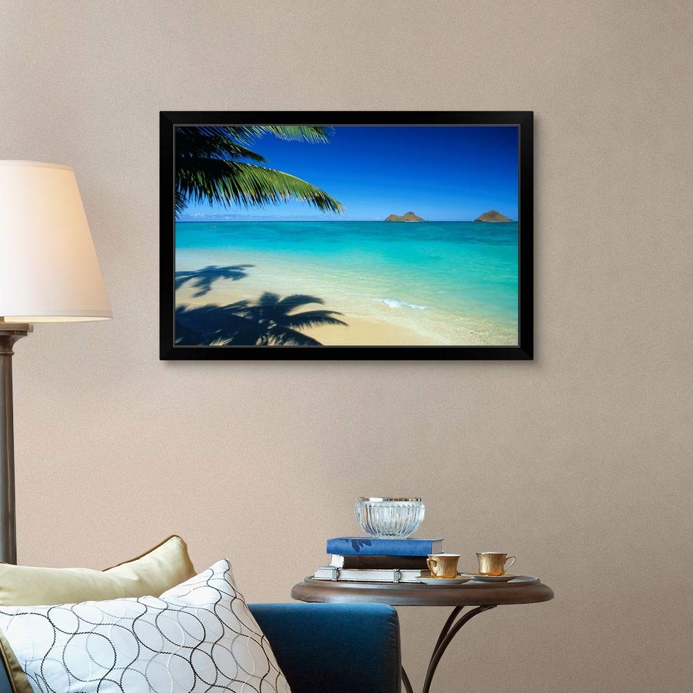 Stunning Lanikai Beach Oahu Hawaii Black Framed Art Print - Tropical Coastal Wall Decor for Living Room, Bedroom & Office