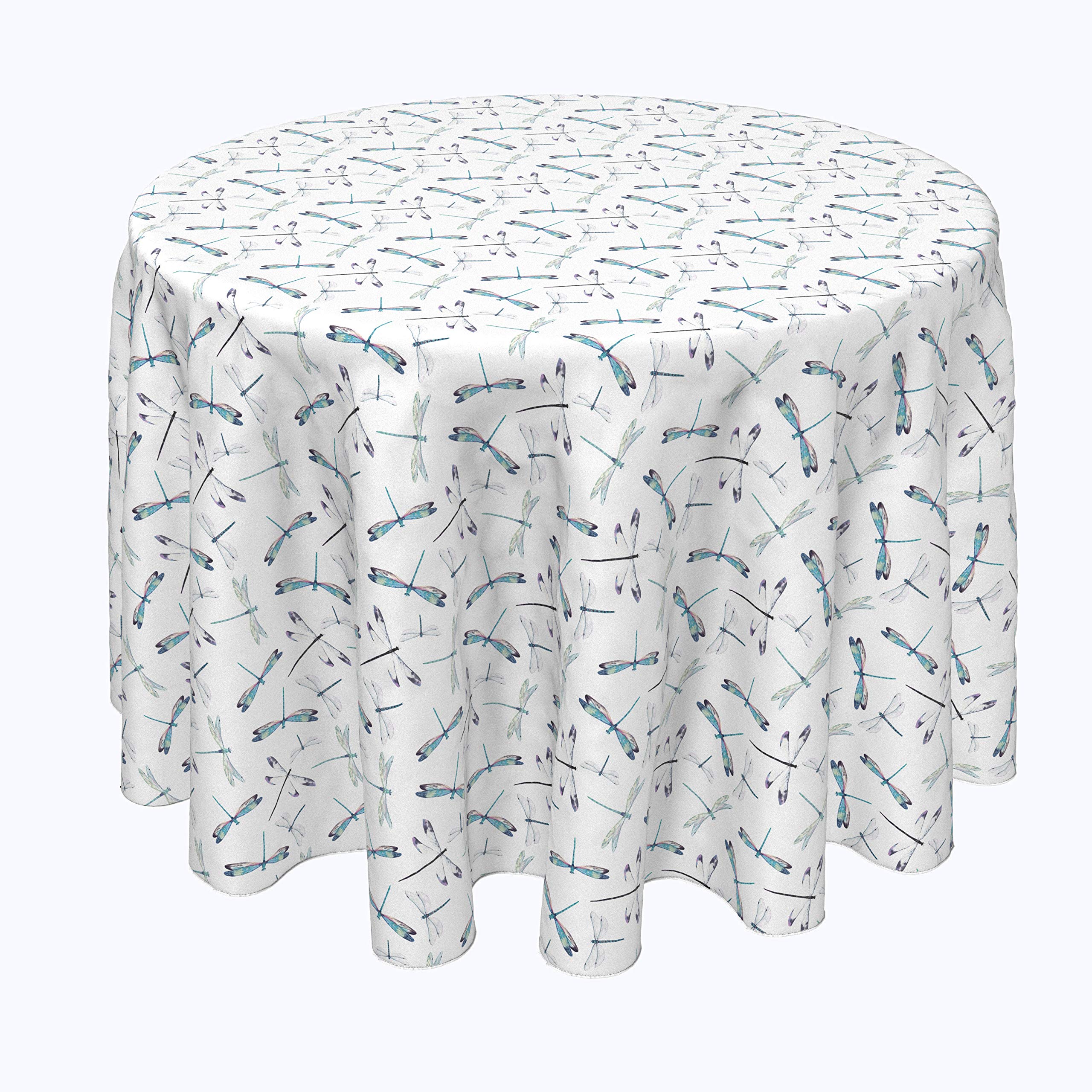 Premium 100% Milliken Polyester Fabric Tablecloths & Table Runners Set - Machine Washable Dragonfly Design (120